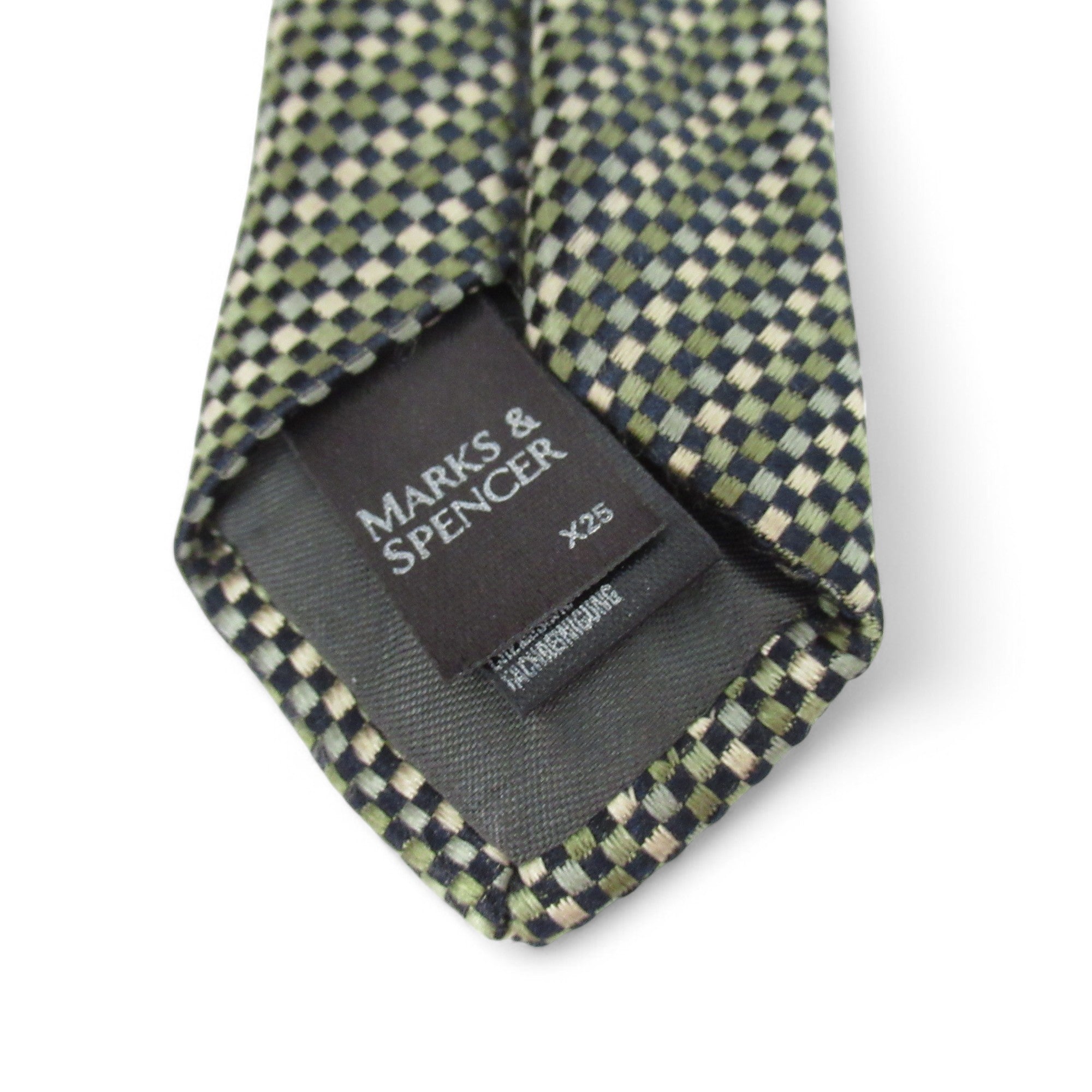 label image for M & S Italian Fine Silk Vintage Tie Green Menswear | Pre-loved 