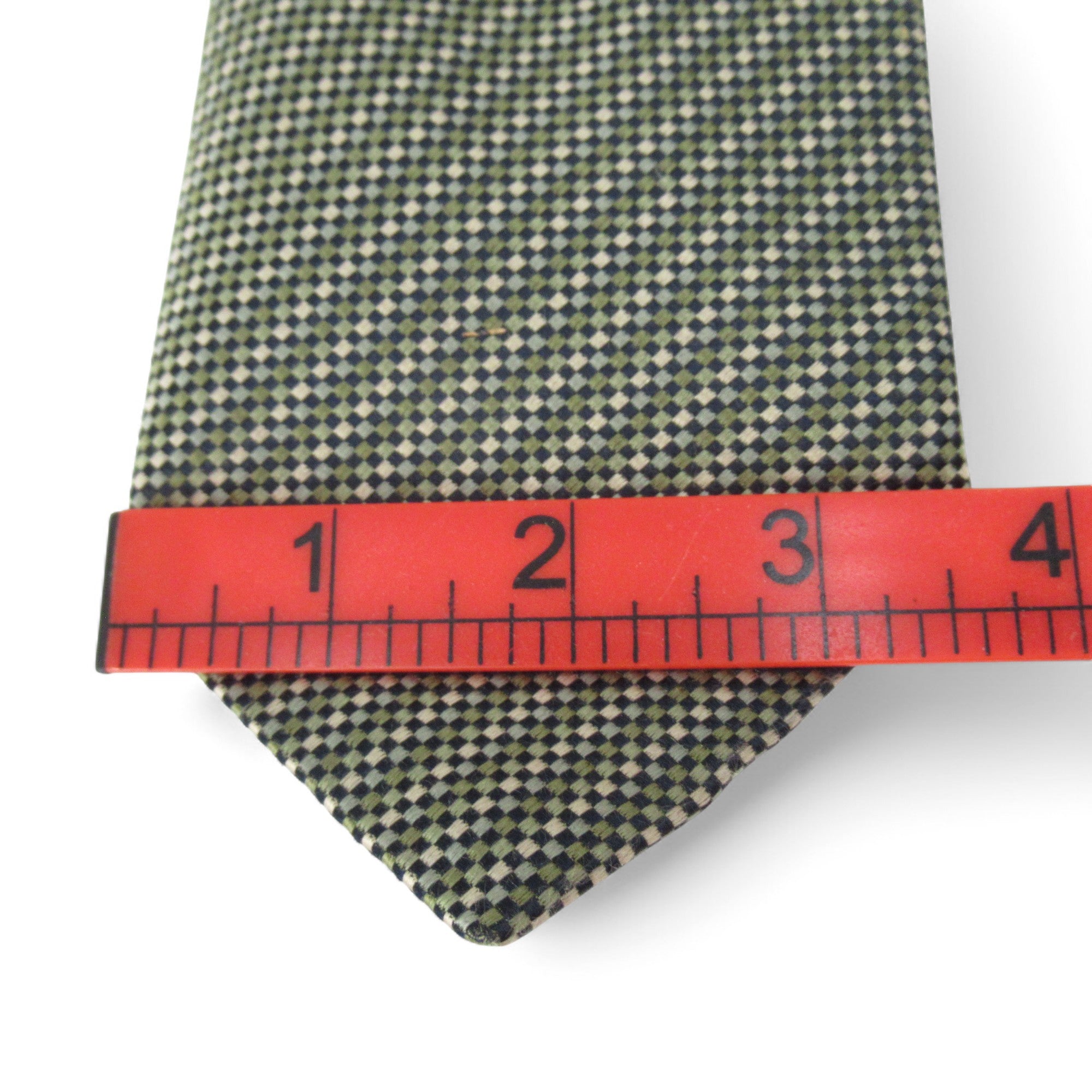 width image for M & S Italian Fine Silk Vintage Tie Green Menswear | Pre-loved 