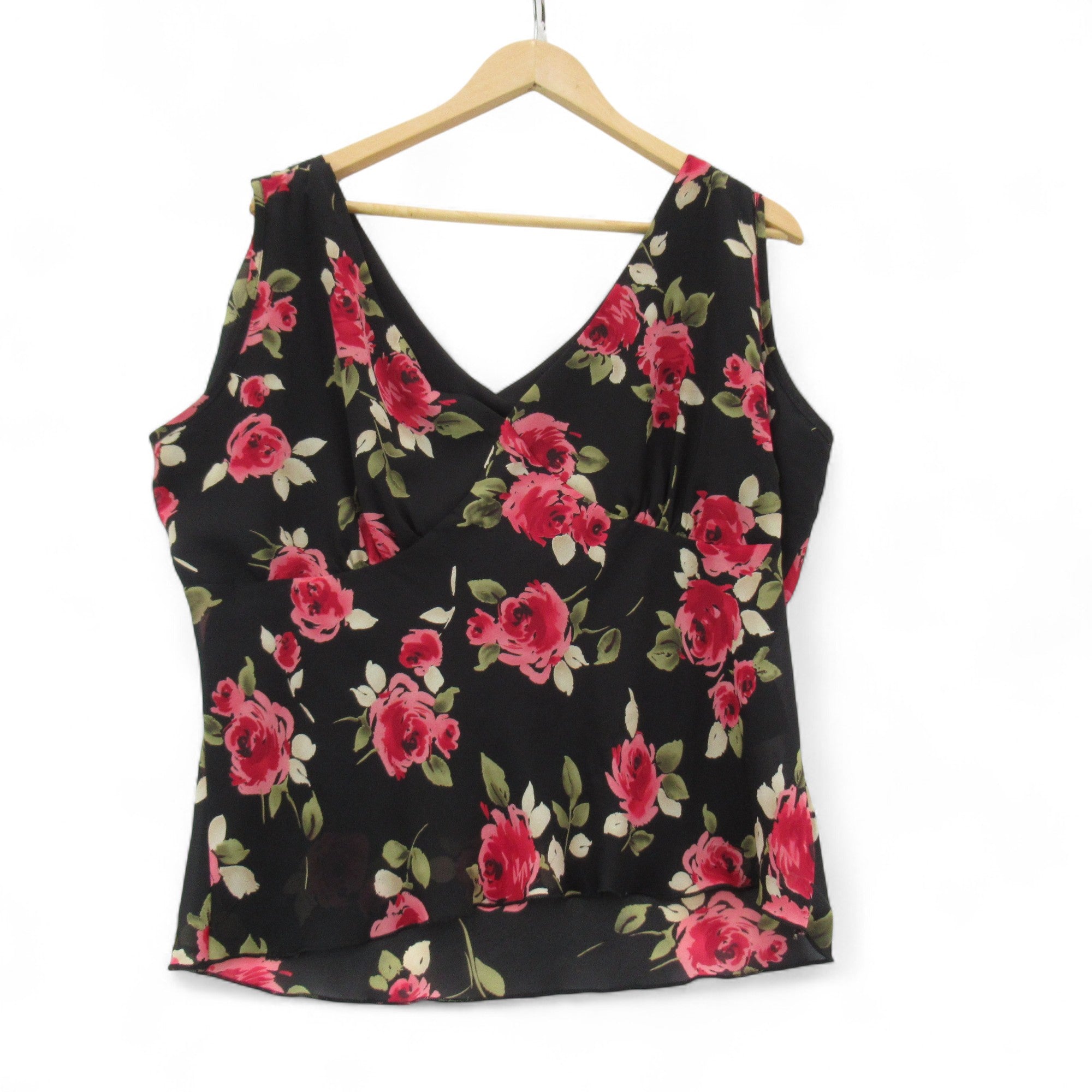 front image for E-vie Floral Blouse Top Black Red UK 22-24 Womenswear | Pre-loved