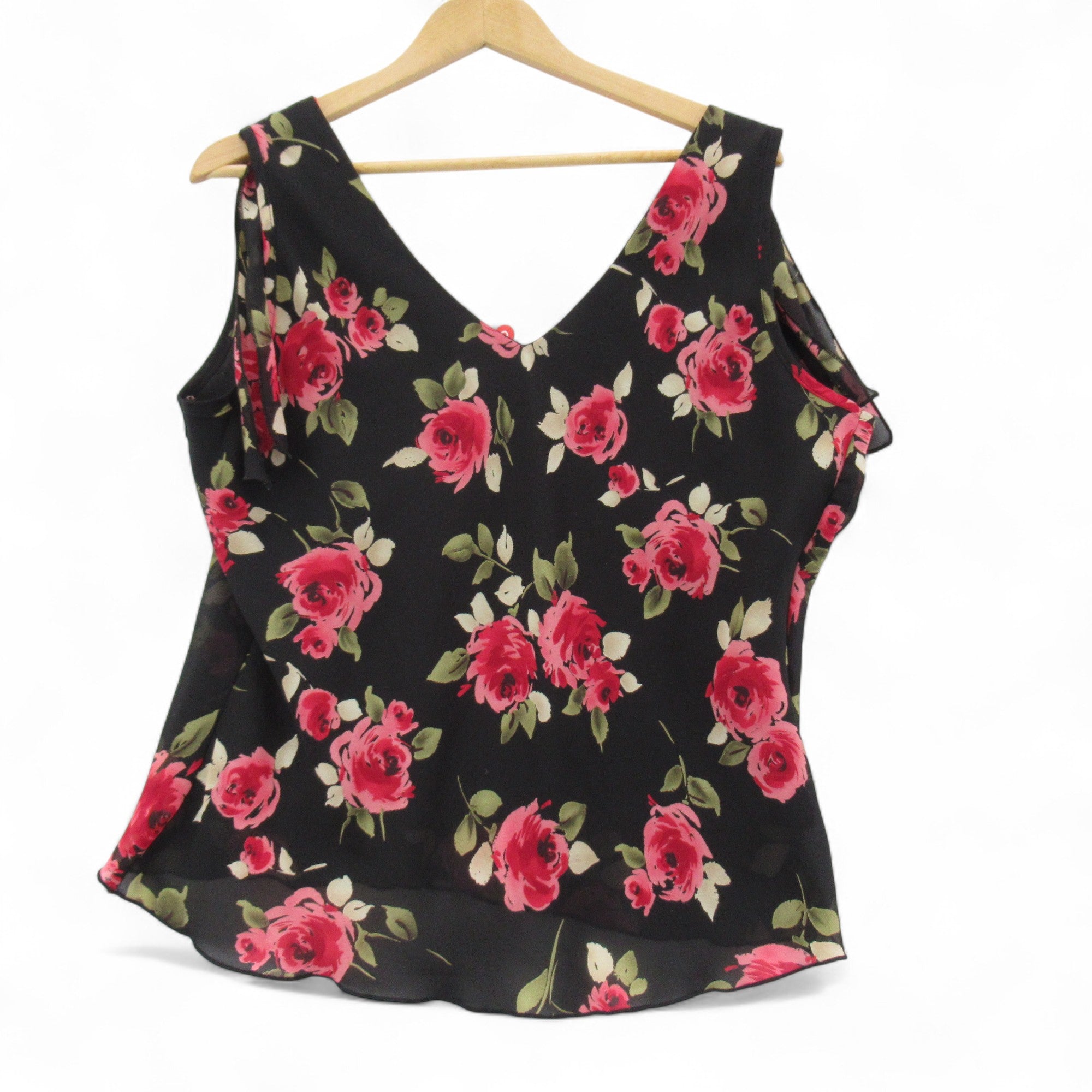 back image for E-vie Floral Blouse Top Black Red UK 22-24 Womenswear | Pre-loved