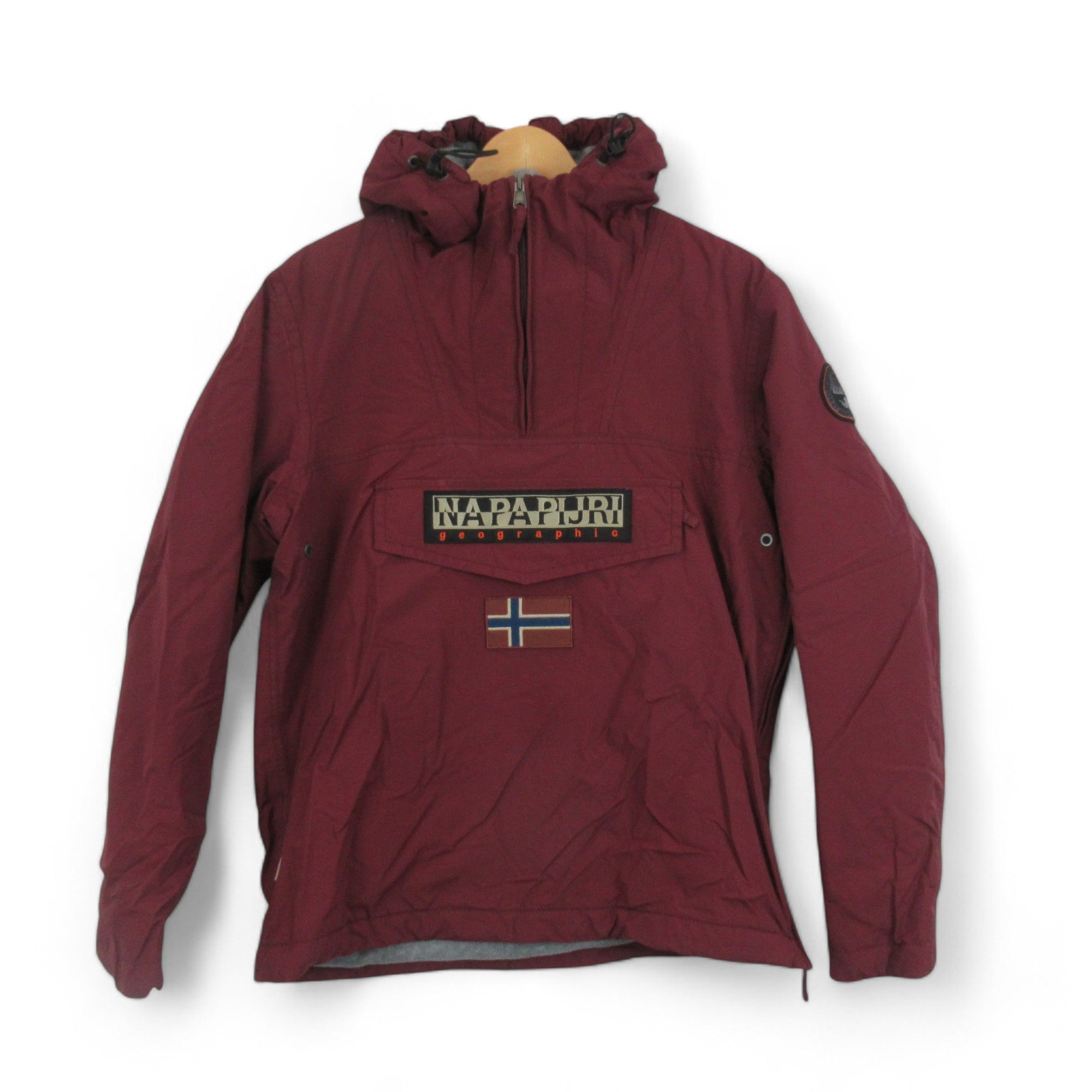 front image for Napapijri Small Red 1/4 Zip Hooded Jacket Menswear | Preloved