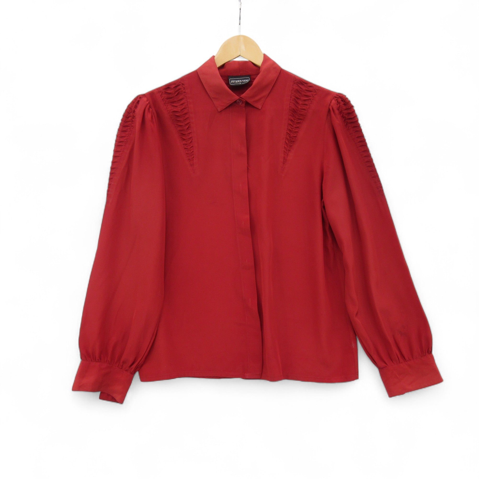 front image for Jacques Vert Vintage Blouse Shirt Red UK 12 Womenswear | Pre - loved