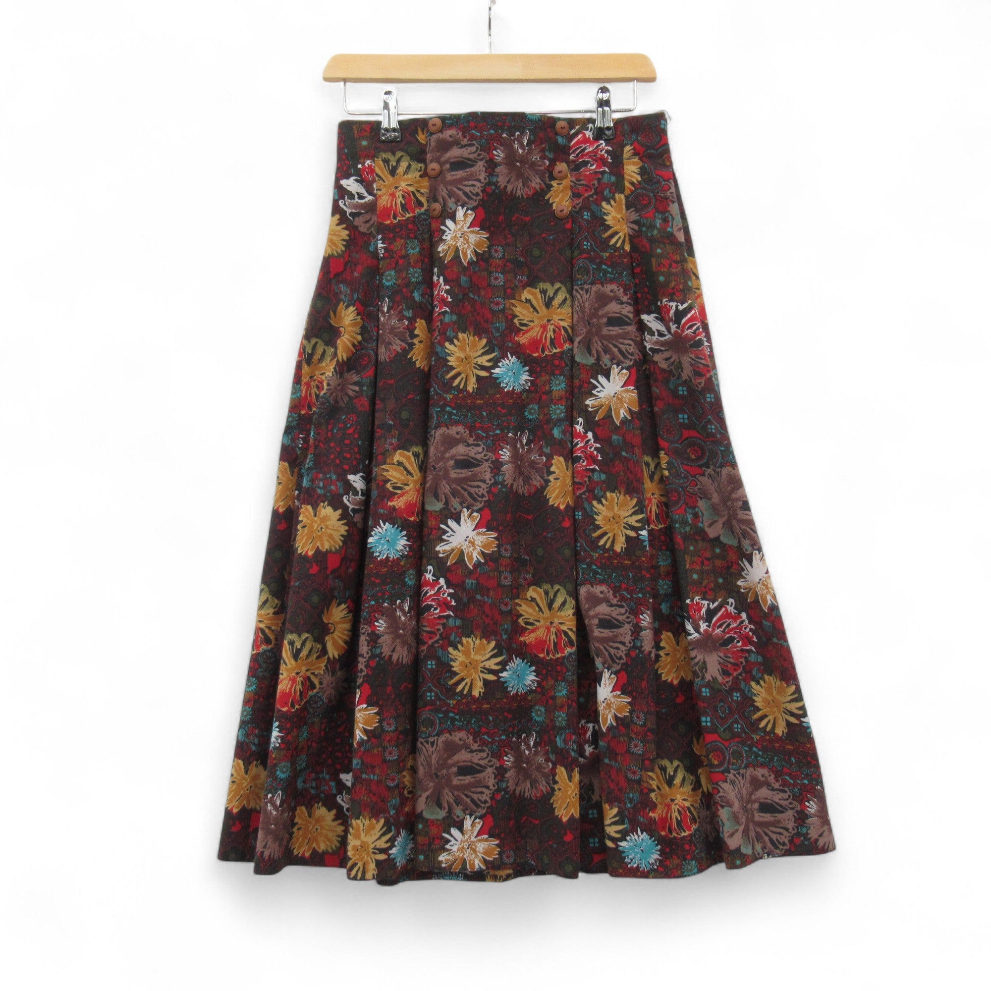 front image for Vintage Pleated Skirt Floral Large Multicoloured Womenswear | Pre-loved