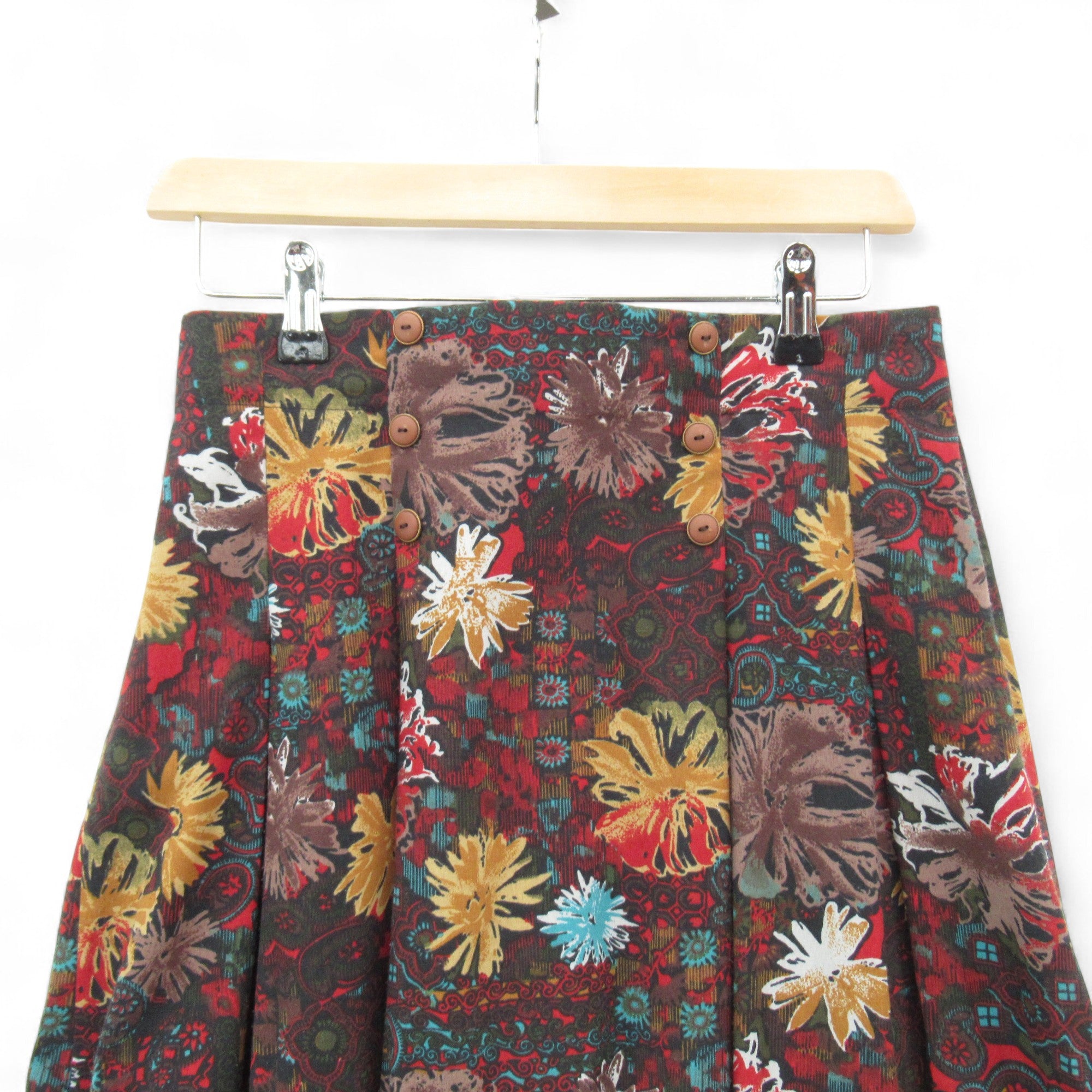 front image for Vintage Pleated Skirt Floral Large Multicoloured Womenswear | Pre-loved
