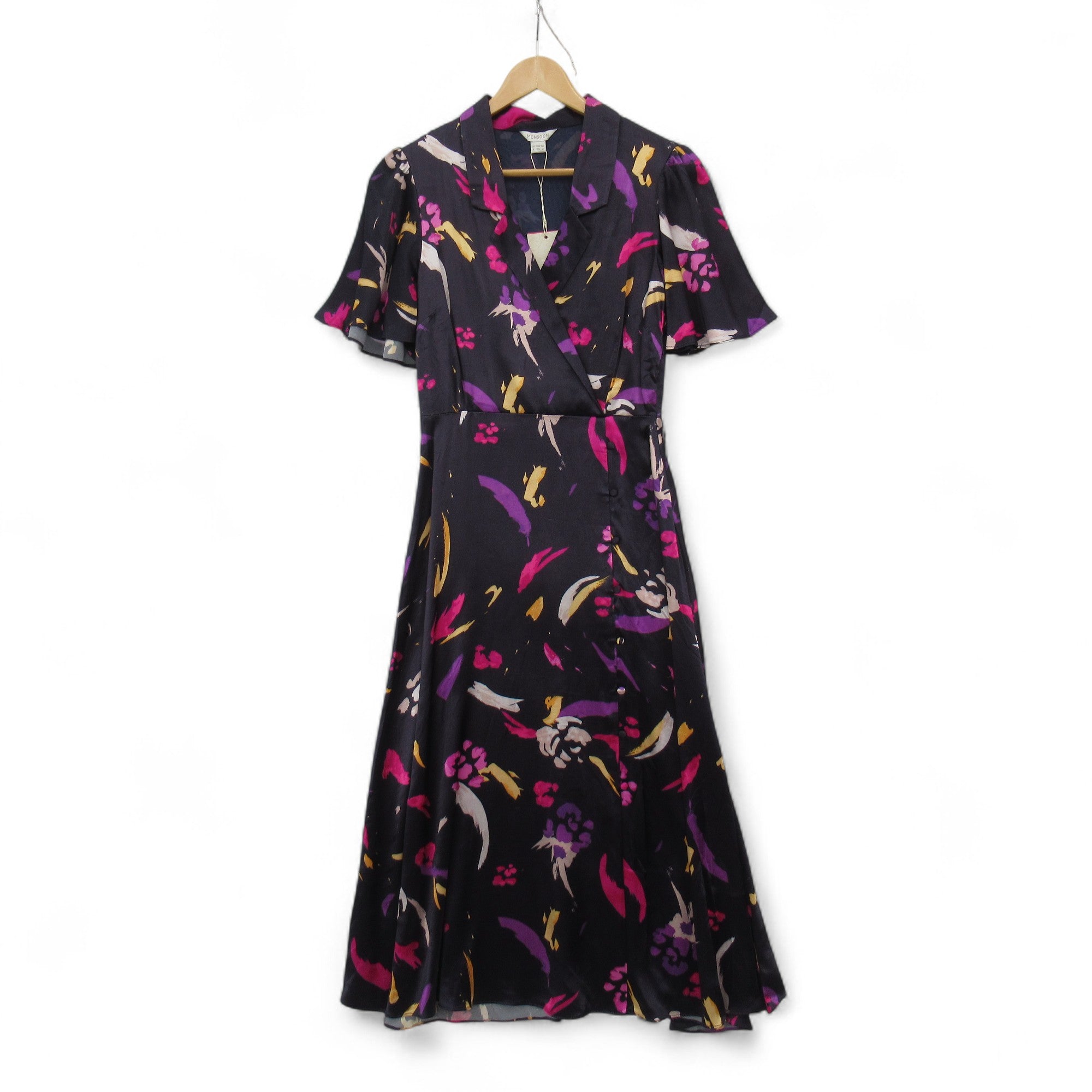 front image for Monsoon Satin Midi Dress UK 8 Multicoloured Womenswear | Pre-loved