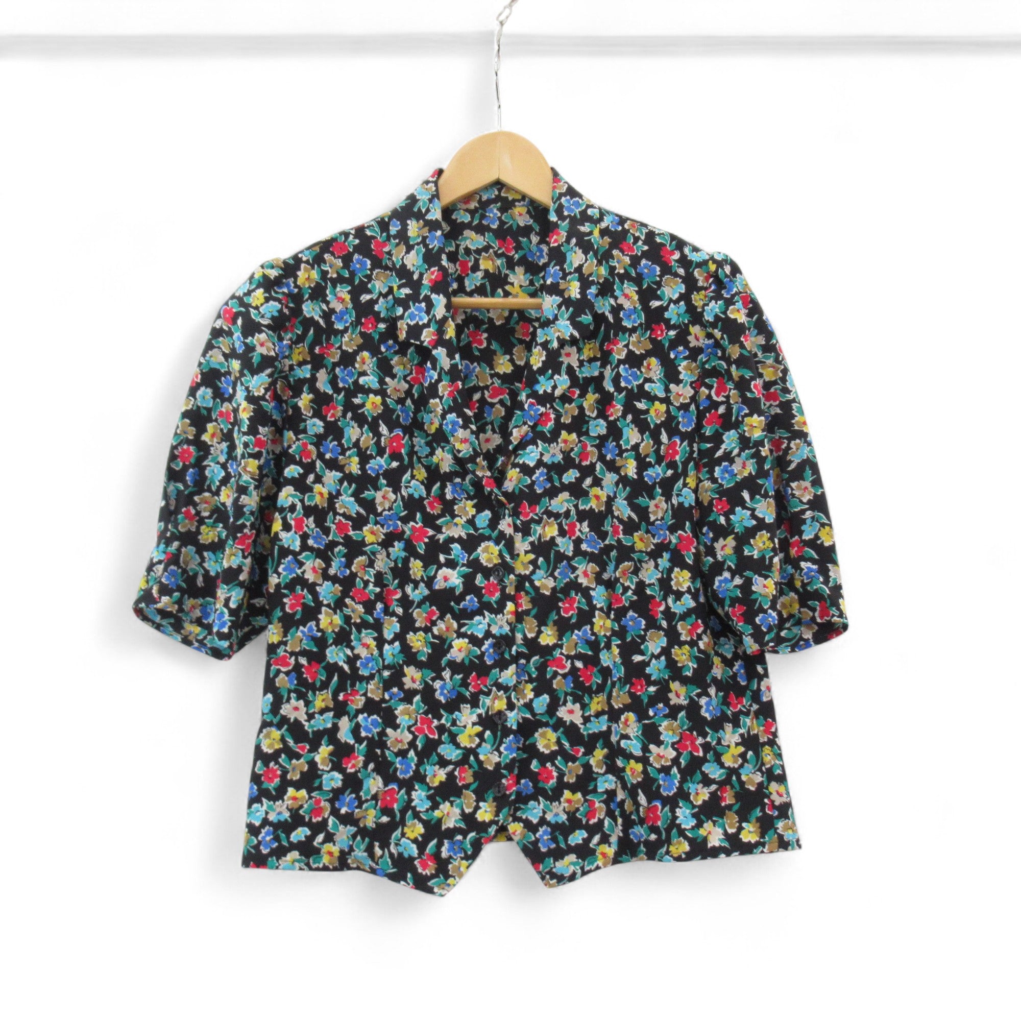 front image for St Michael Vintage Blouse Floral UK 12 Multicoloured Womenswear | Pre-loved