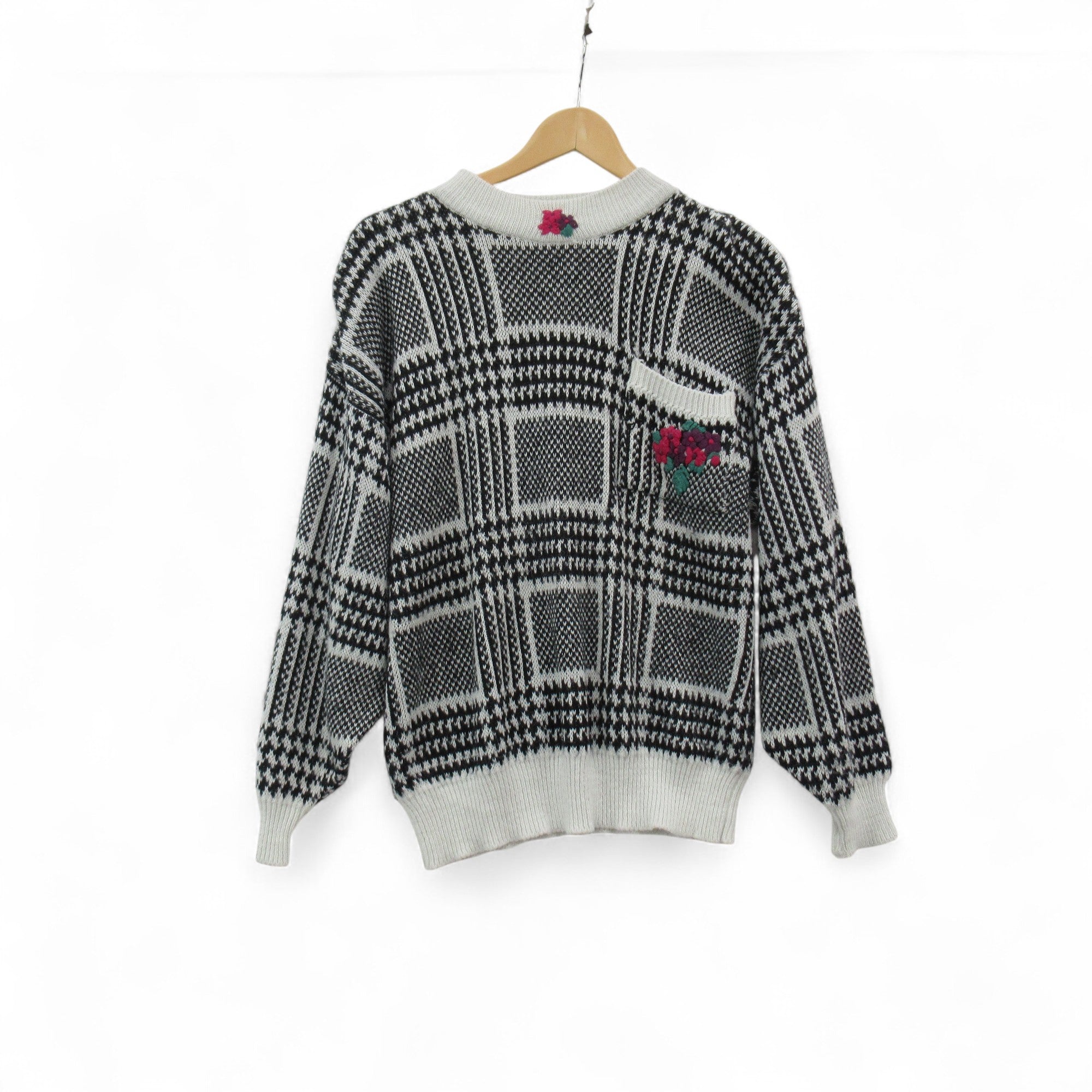 front image for Honey Vintage Knit Jumper Large Flower Womenswear | Pre-loved