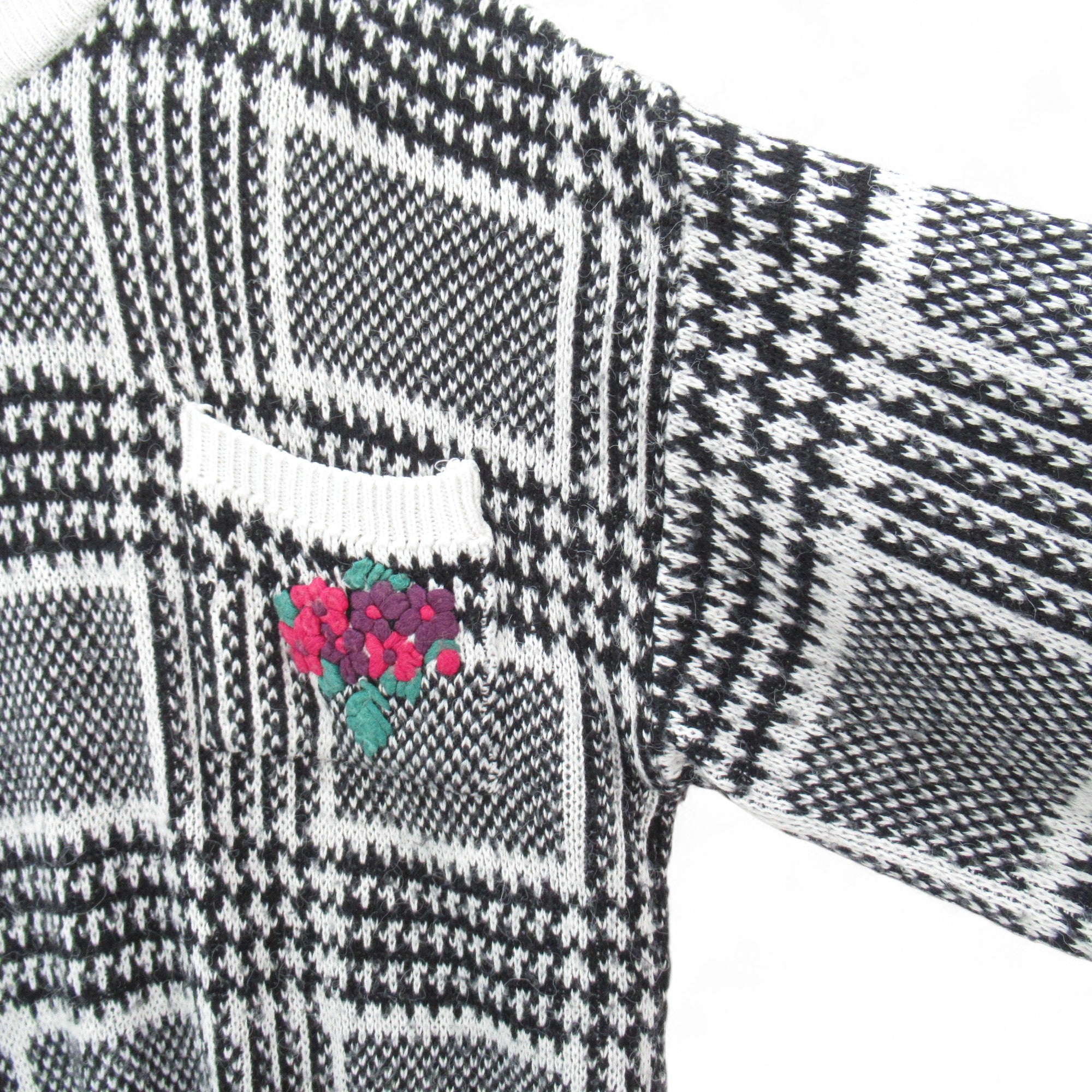 sleeve image for Honey Vintage Knit Jumper Large Flower Womenswear | Pre-loved 