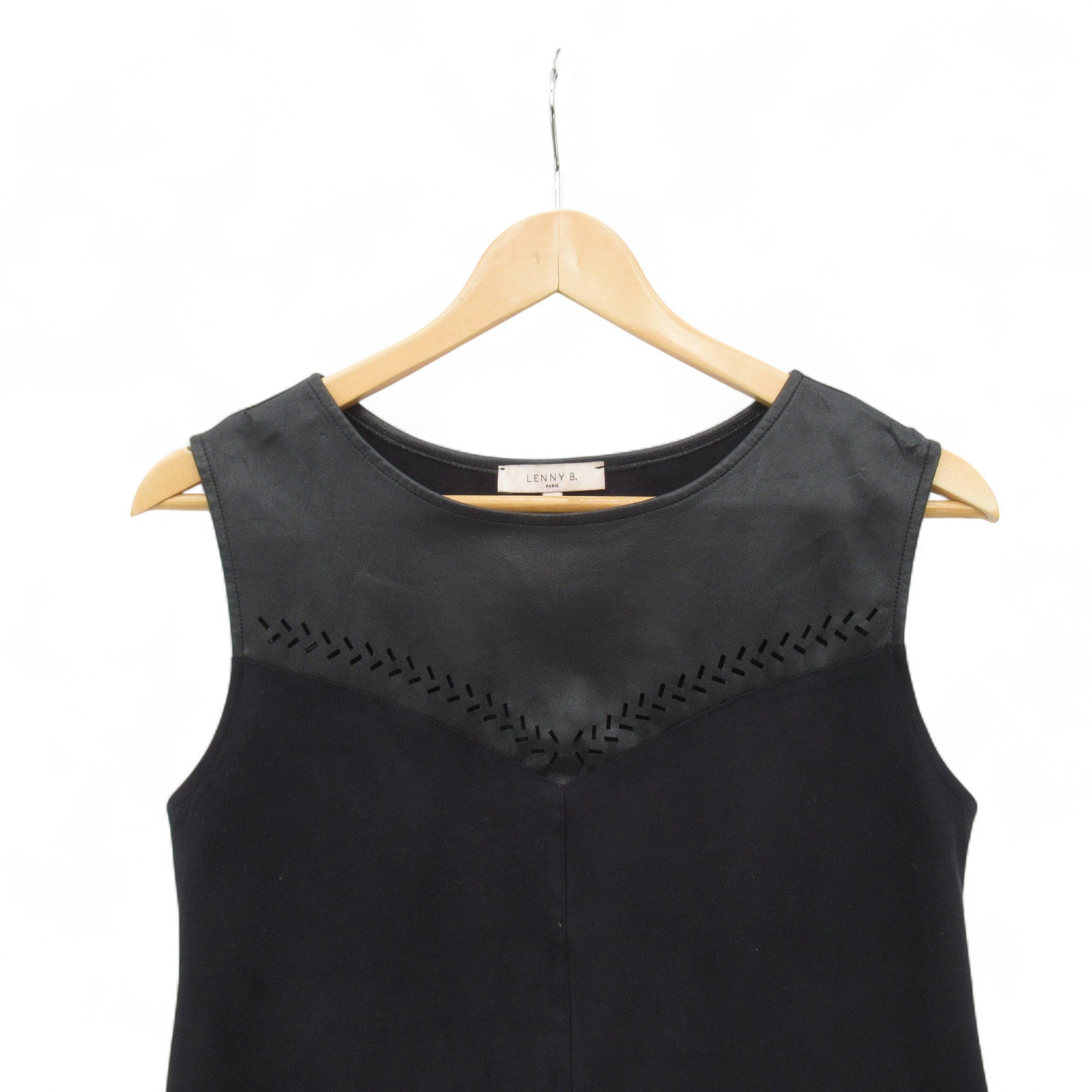neckline image for Lenny B Paris Suedette Dress Black Small Womenswear | Pre-loved