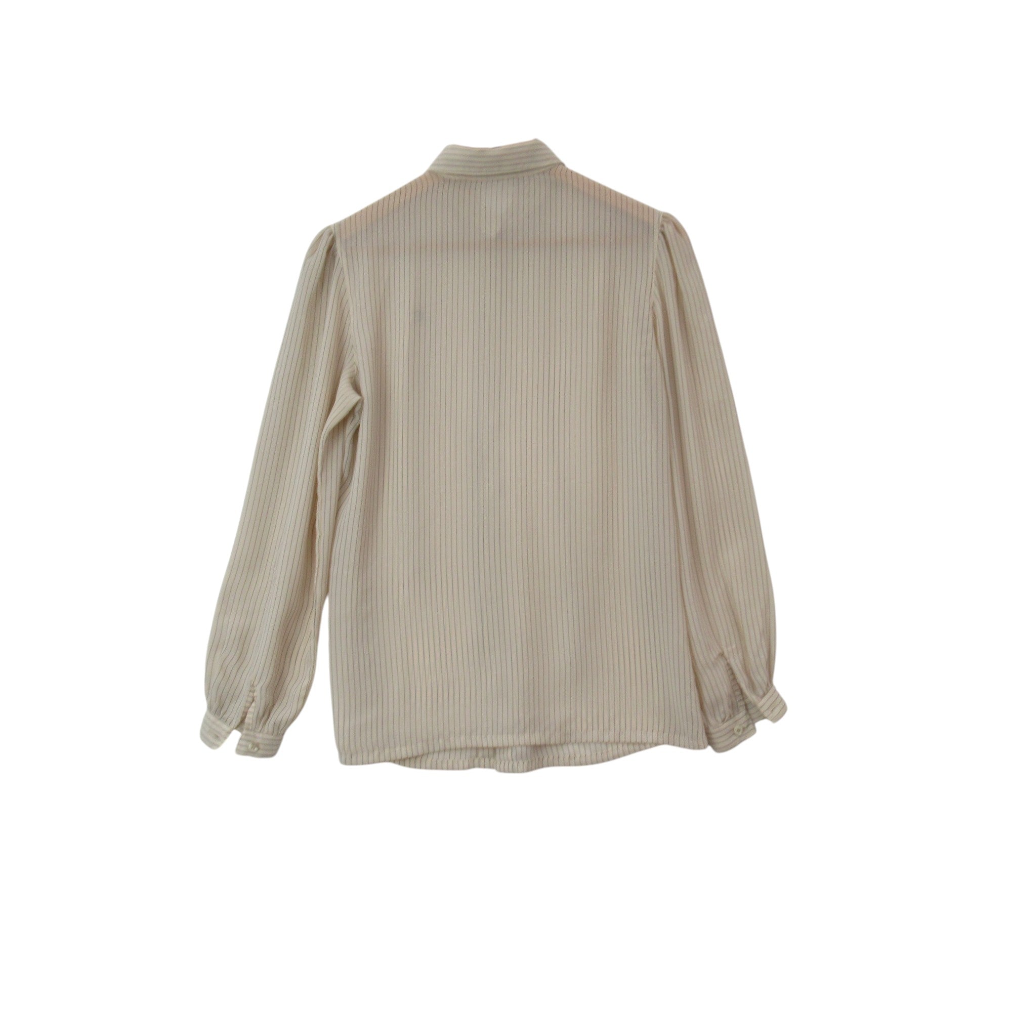 back image for Pierre Cardin Vintage Blouse UK 12 Ivory Pinstripe Womenswear | Pre-loved