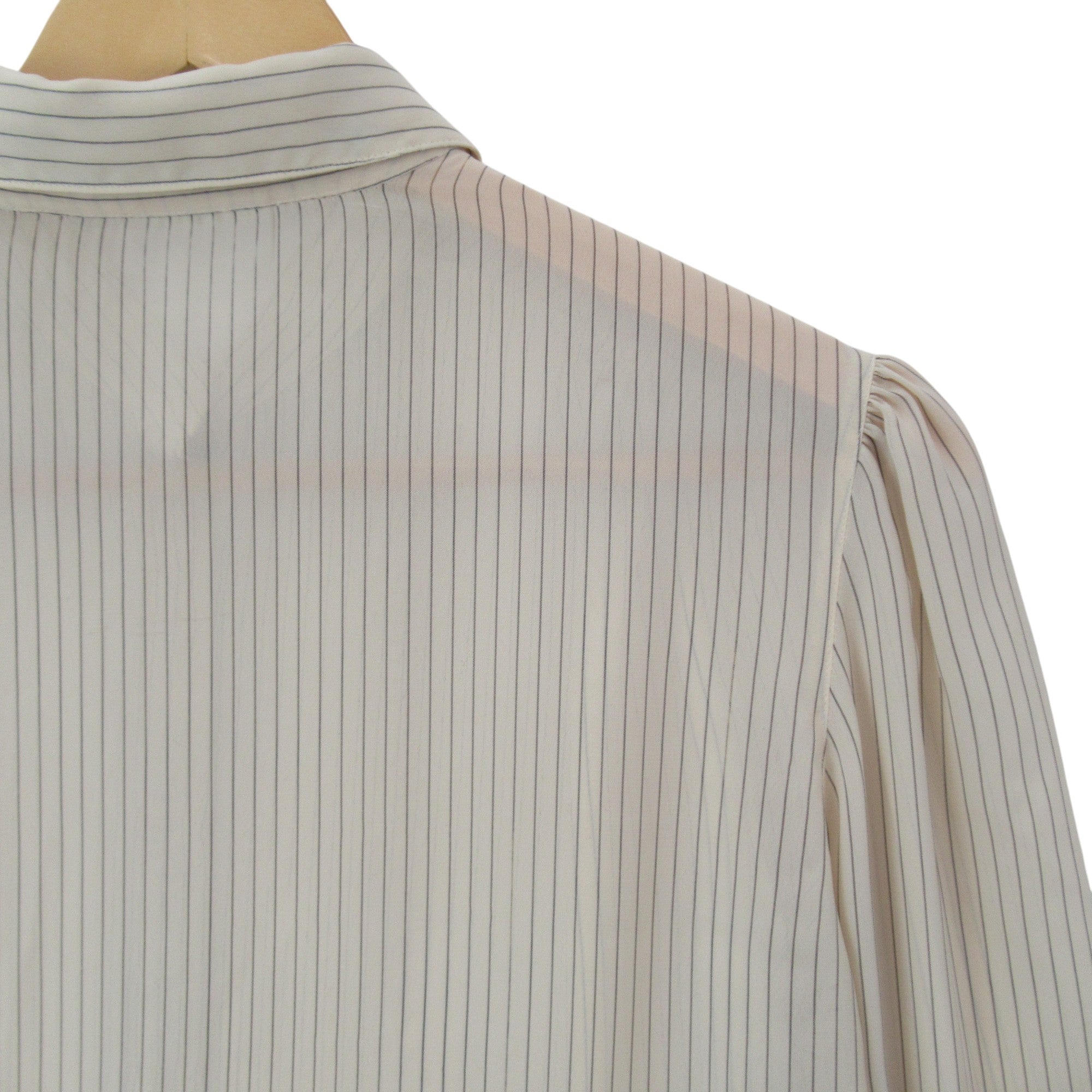 shoulder image for Pierre Cardin Vintage Blouse UK 12 Ivory Pinstripe Womenswear | Pre-loved