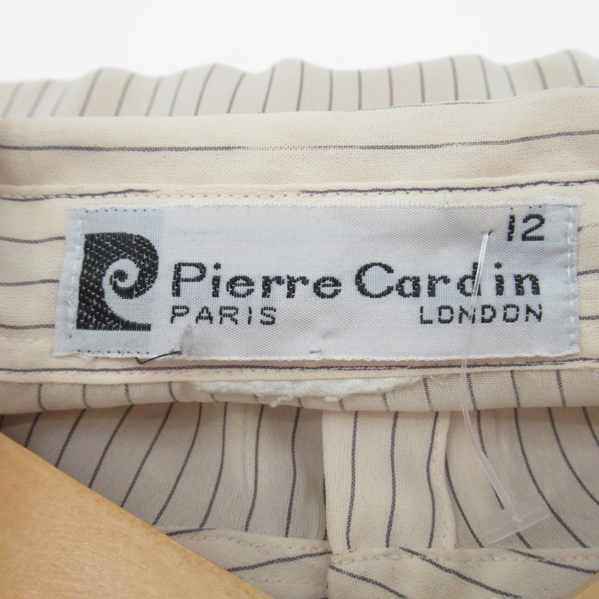 label image for Pierre Cardin Vintage Blouse UK 12 Ivory Pinstripe Womenswear | Pre-loved