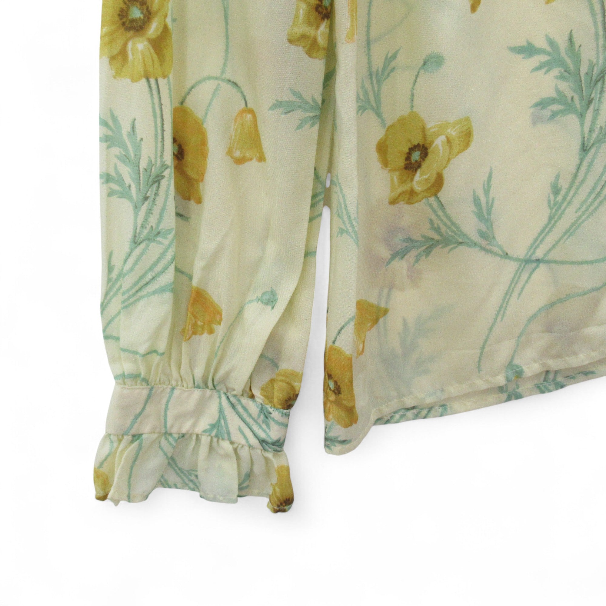 sleeve image for A London Pride Vintage Blouse Yellow Poppy UK 14 Womenswear | Pre-loved
