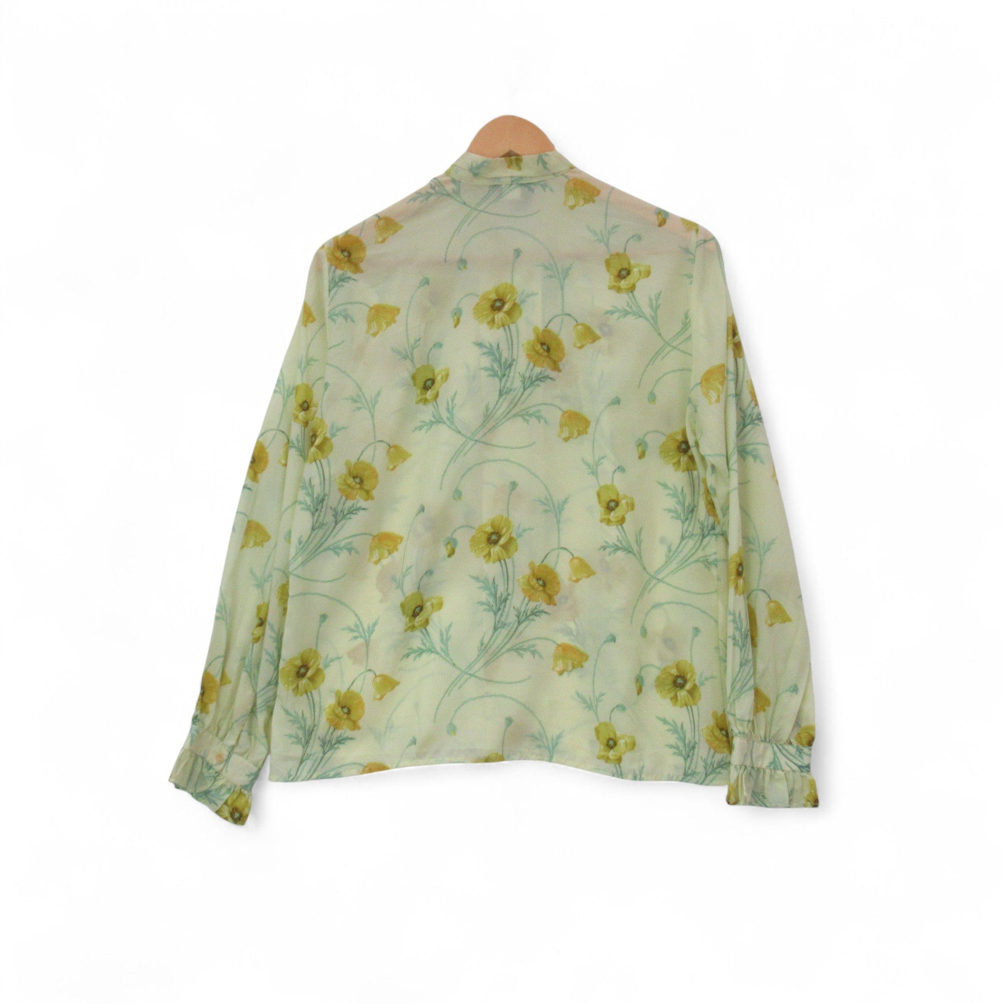 back image for A London Pride Vintage Blouse Yellow Poppy UK 14 Womenswear | Pre-loved