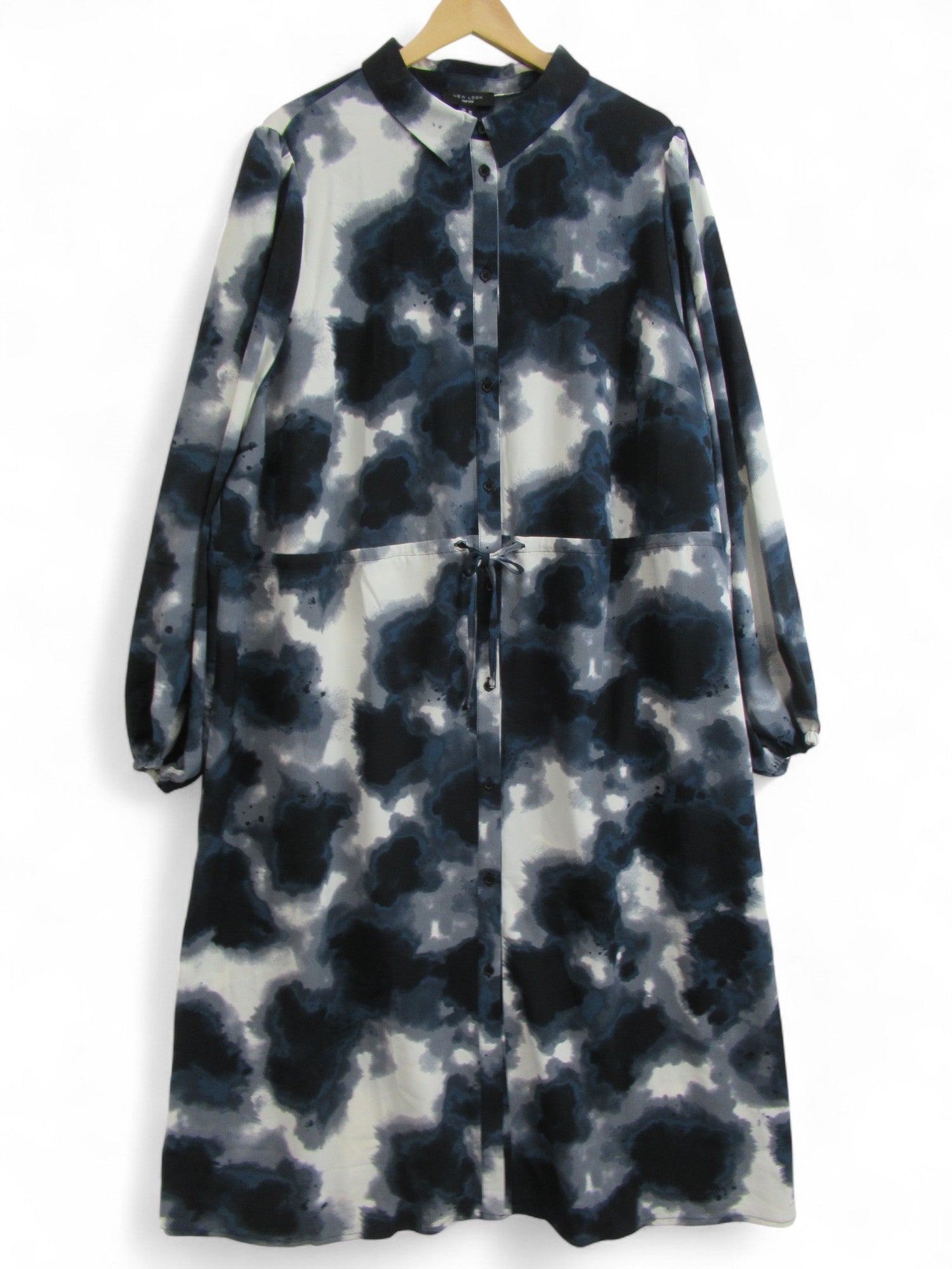 front image for New Look Curves Shirt Dress UK 28 Blue Grey Womenswear | Pre-loved