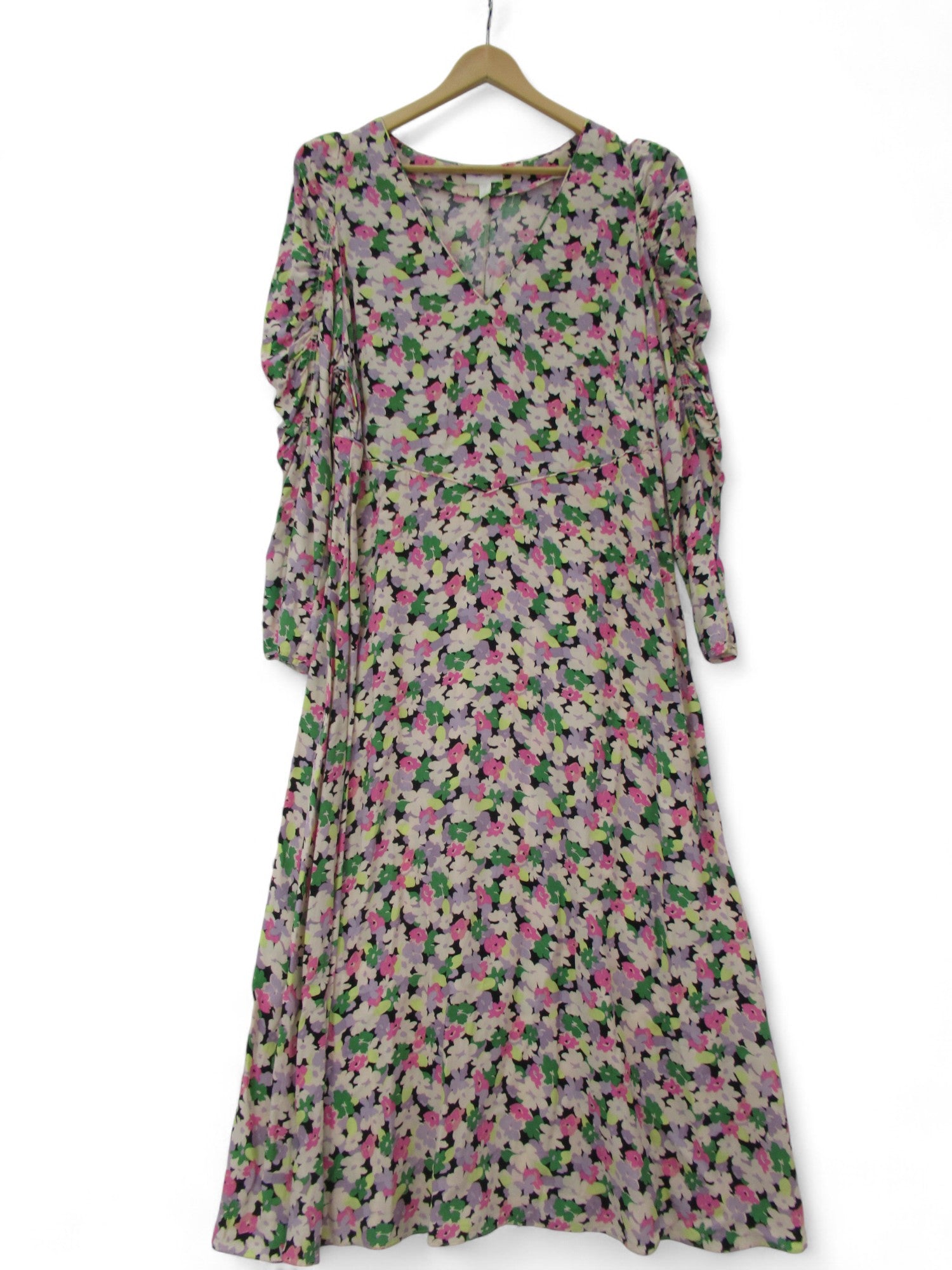 H M Floral Dress UK 22 Multicoloured Long Womenswear Pre-loved
