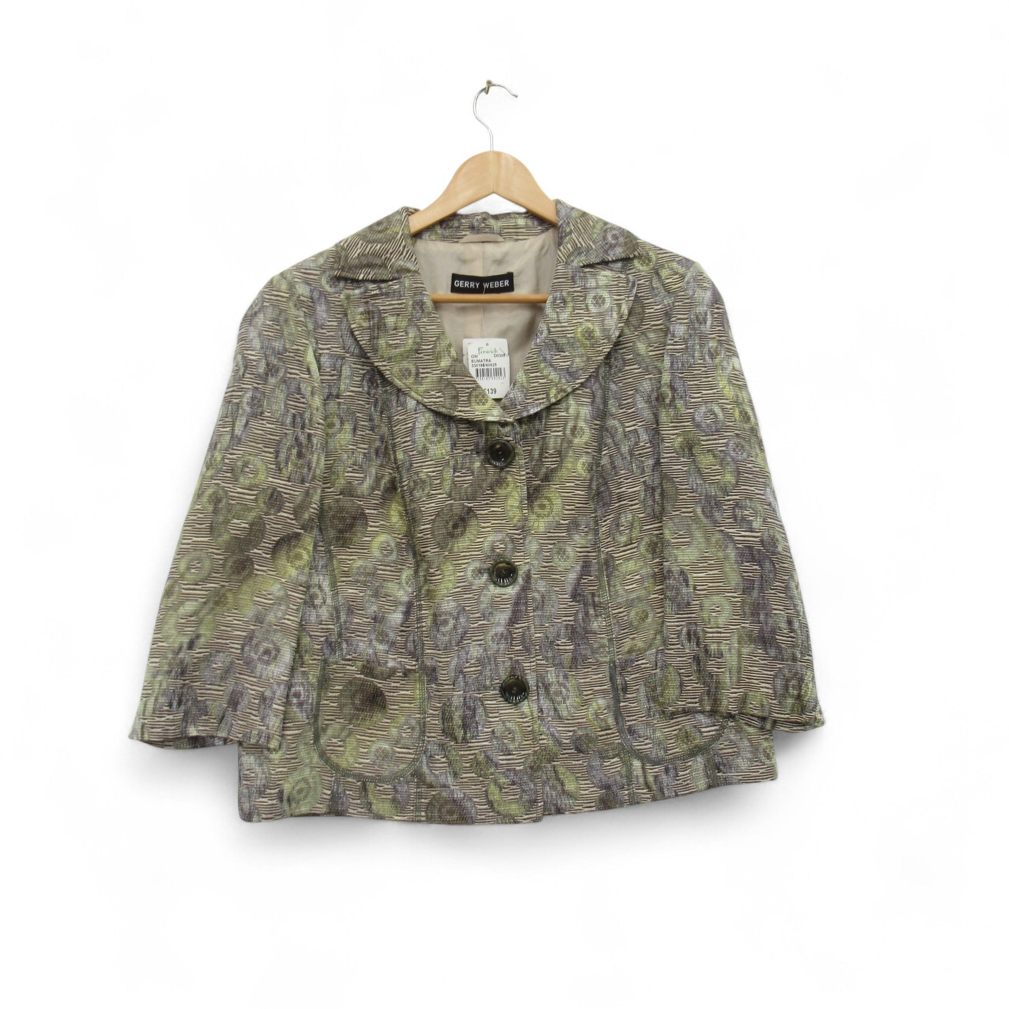 front image for Gerry Weber Vintage Blazer UK 16 Green Womenswear | Pre-loved
