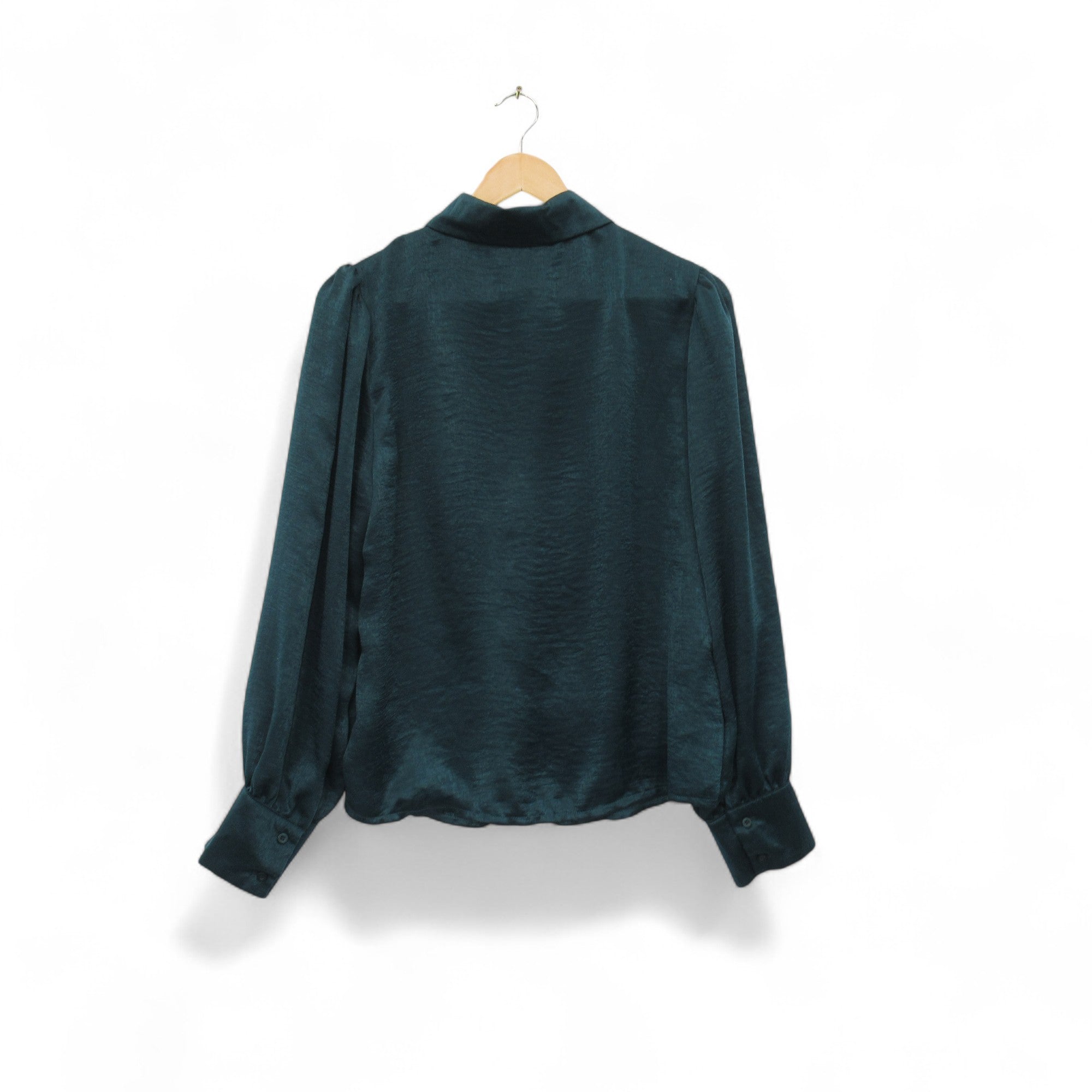 back image for Indie + Moi Shirt Blouse UK 14 Green Satin Womenswear | Pre-loved