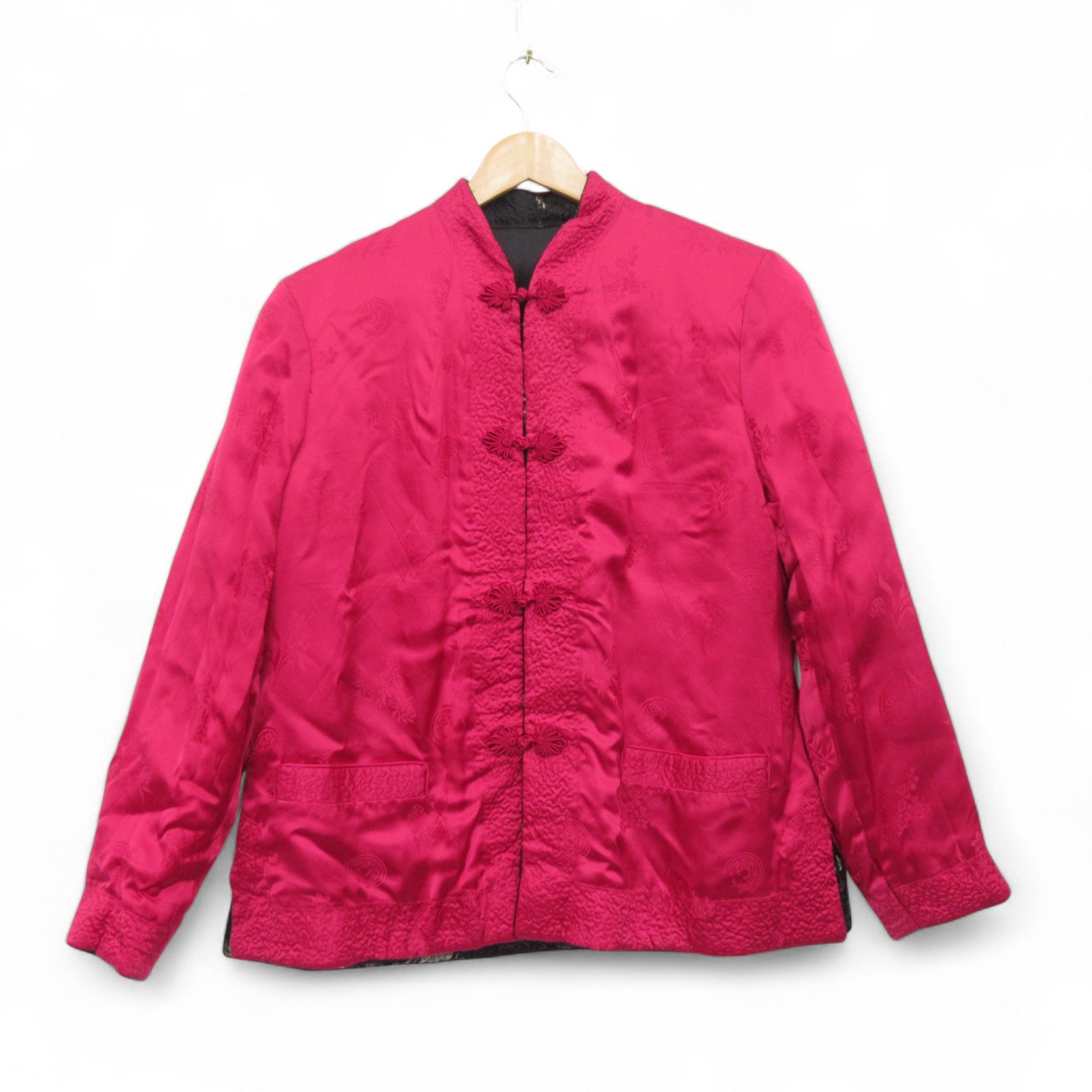 front image for Peony Vintage Reversible Jacket Pink Black Medium Womenswear | Pre-loved