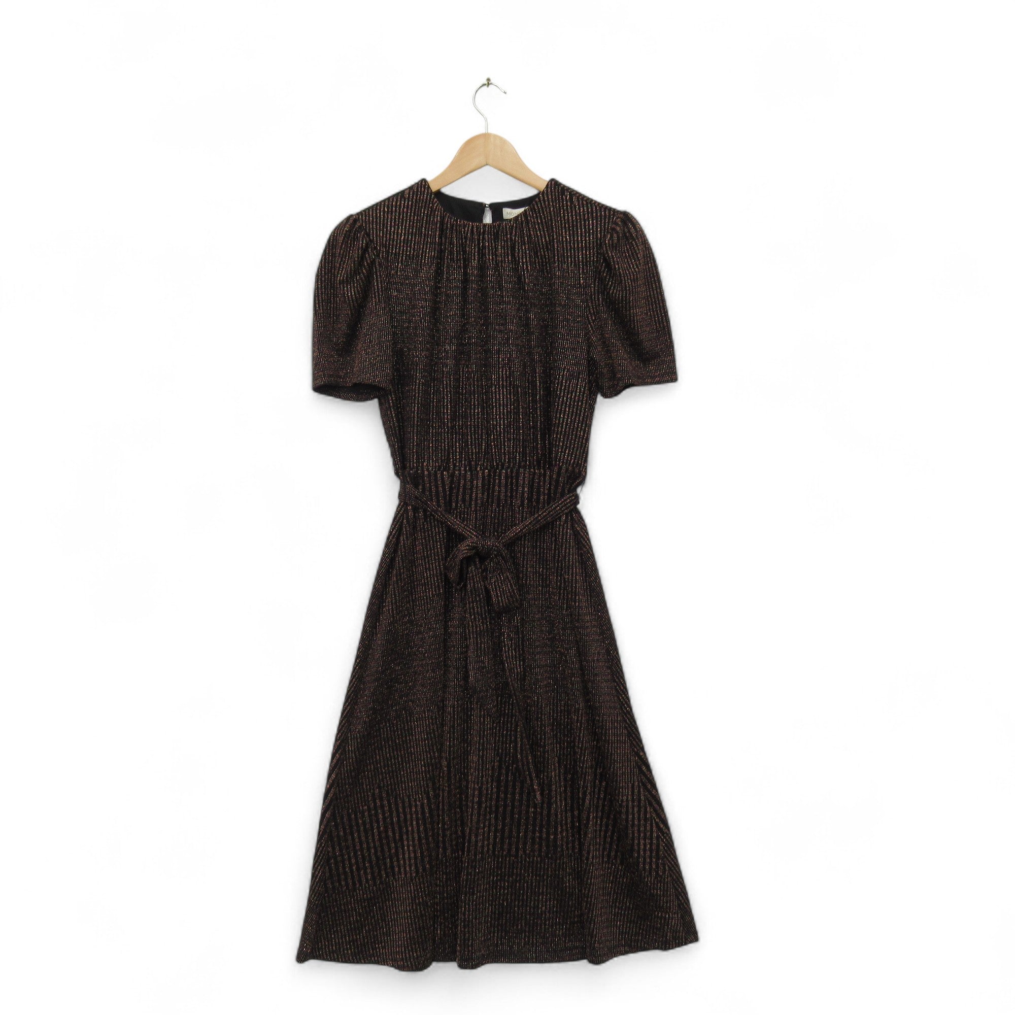front image for Monsoon Fit And Flare Sparkle Dress Black UK 10 Womenswear | Pre-loved