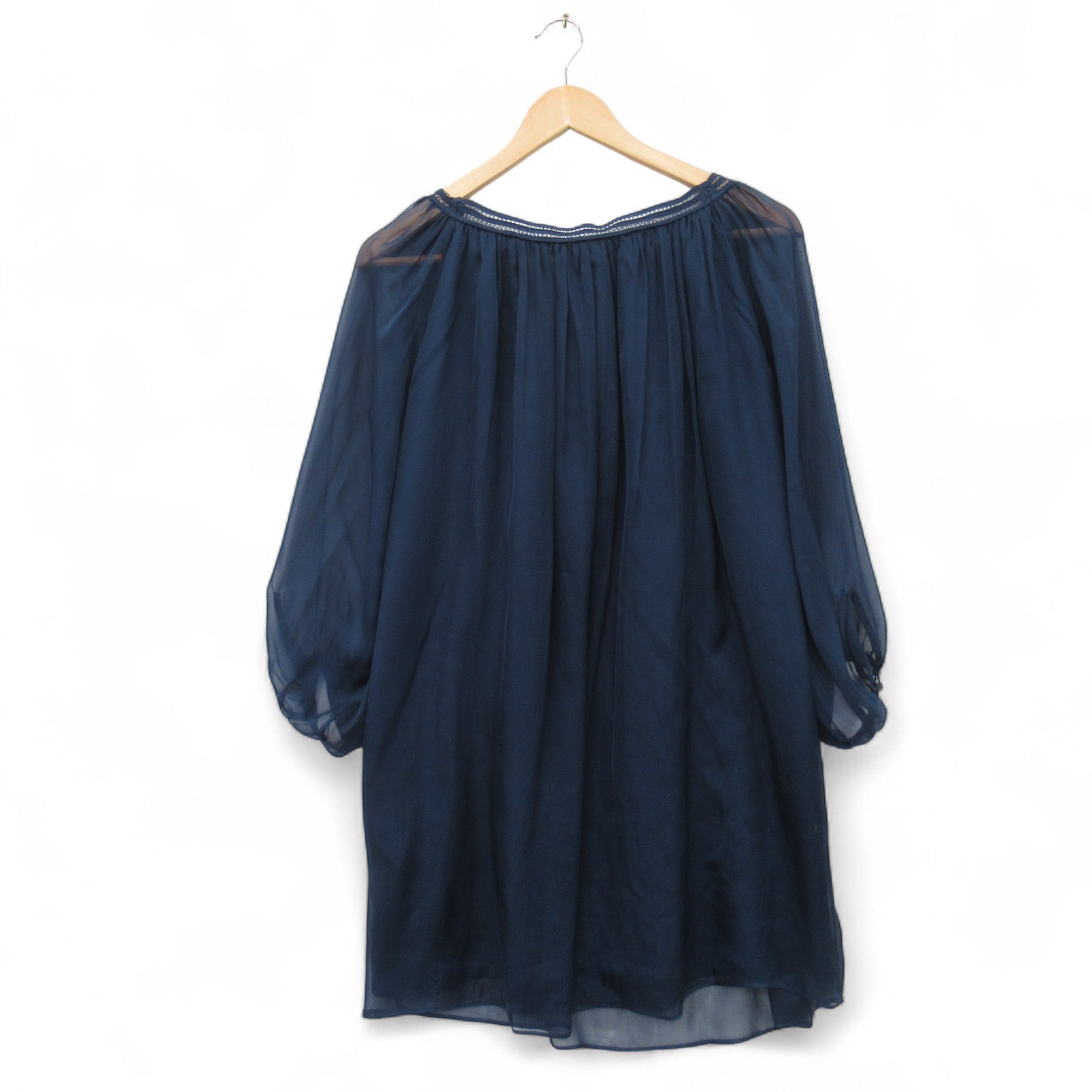 back image for Coco Ribbon London Top Medium Navy Silk Womenswear | Pre-loved
