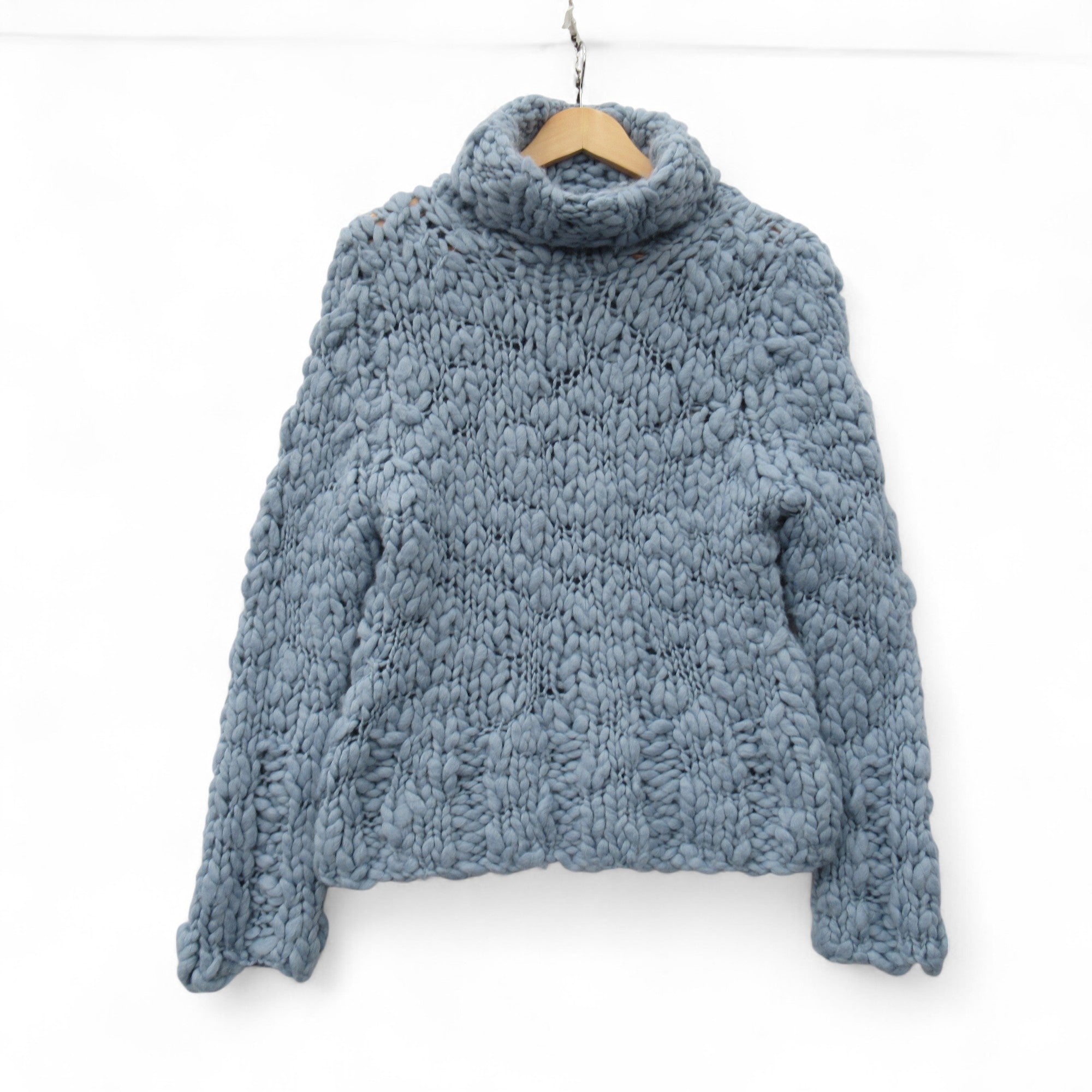 front image for Linea Chunky Knit Roll Neck Jumper Blue UK 12 Womenswear | Pre-loved