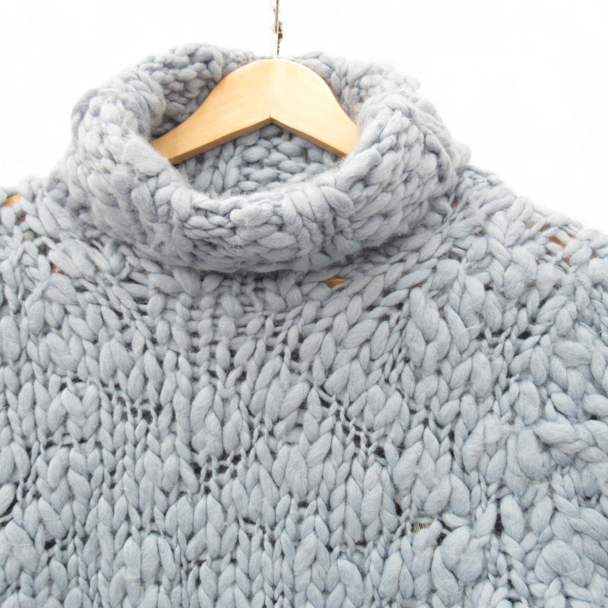 neck image for Linea Chunky Knit Roll Neck Jumper Blue UK 12 Womenswear | Pre-loved