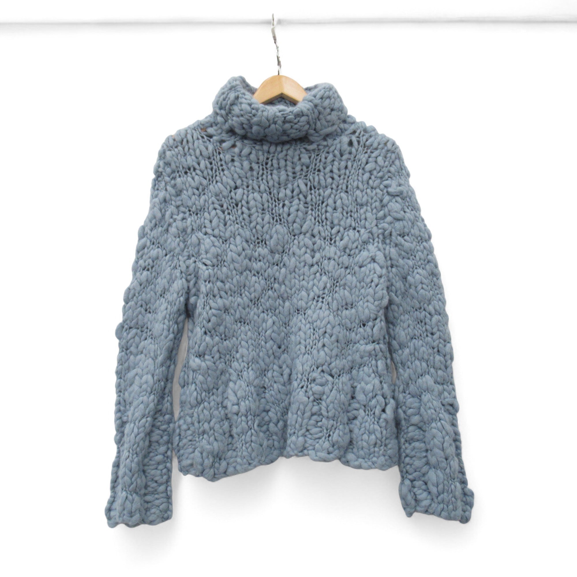 back image for Linea Chunky Knit Roll Neck Jumper Blue UK 12 Womenswear | Pre-loved