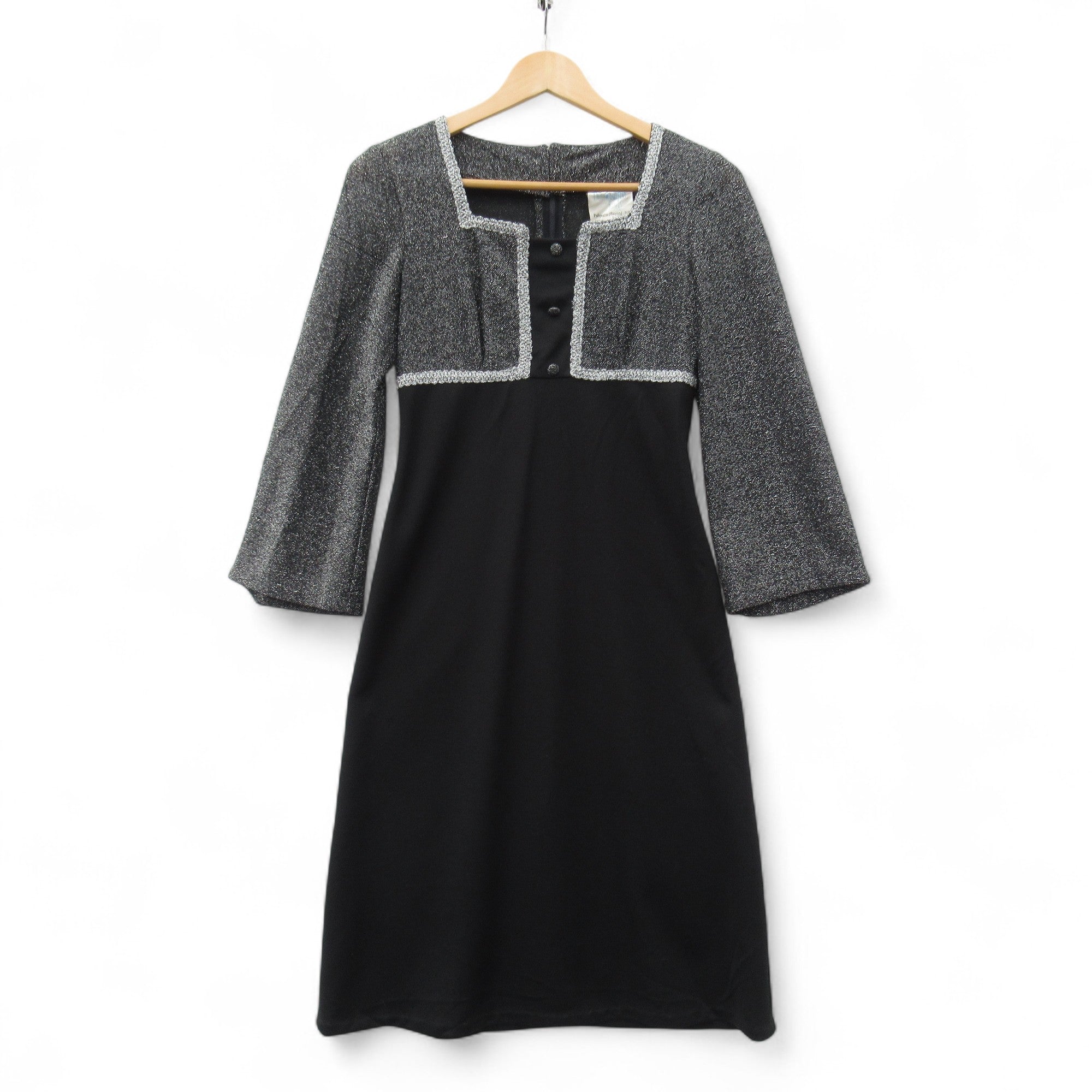 front image for Devonshire Lady Vintage Dress Black Silver UK 12 Womenswear | Pre-loved
