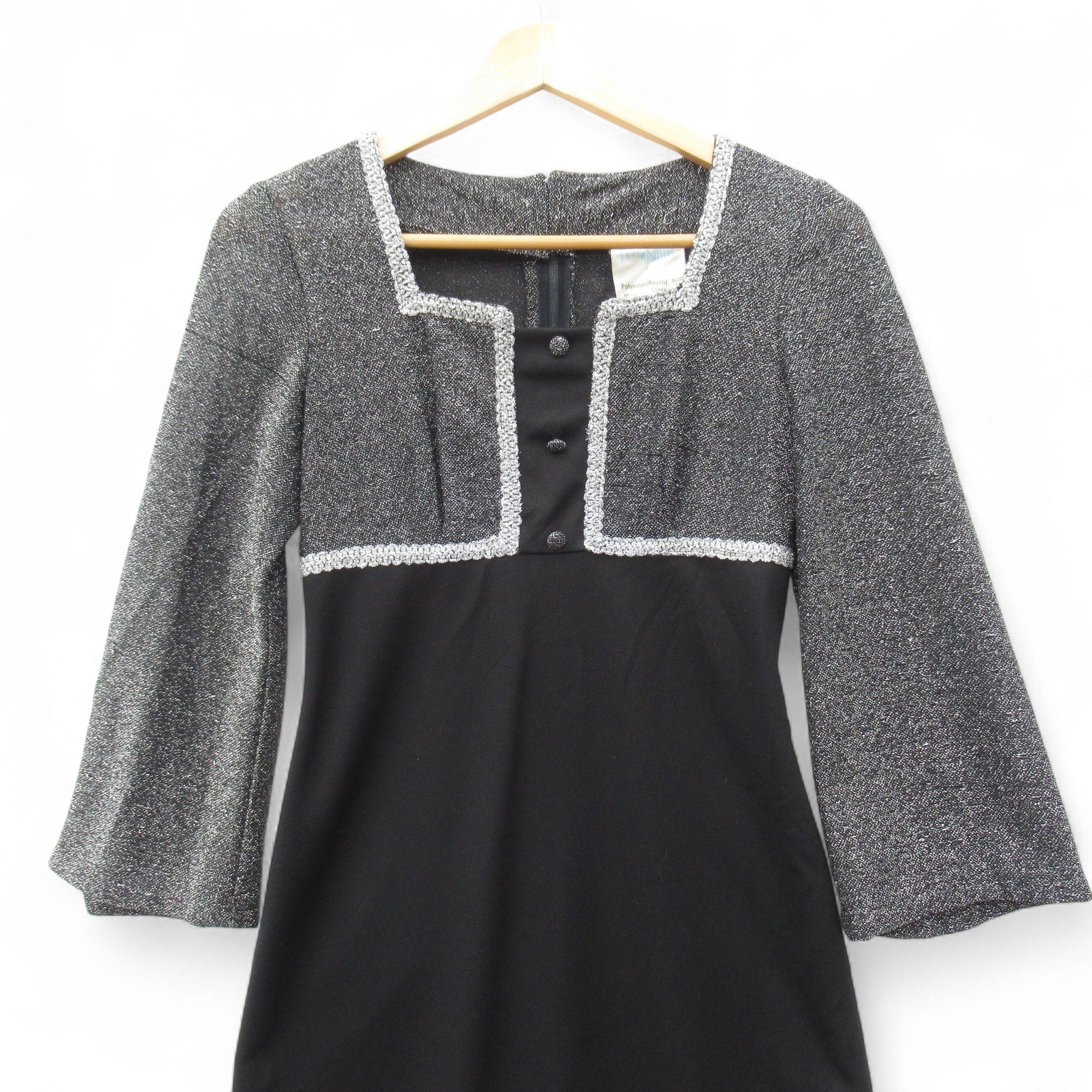 front image for Devonshire Lady Vintage Dress Black Silver UK 12 Womenswear | Pre-loved
