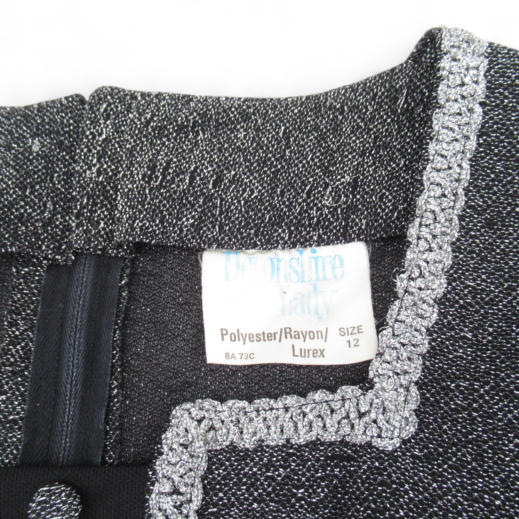 label image for Devonshire Lady Vintage Dress Black Silver UK 12 Womenswear | Pre-loved