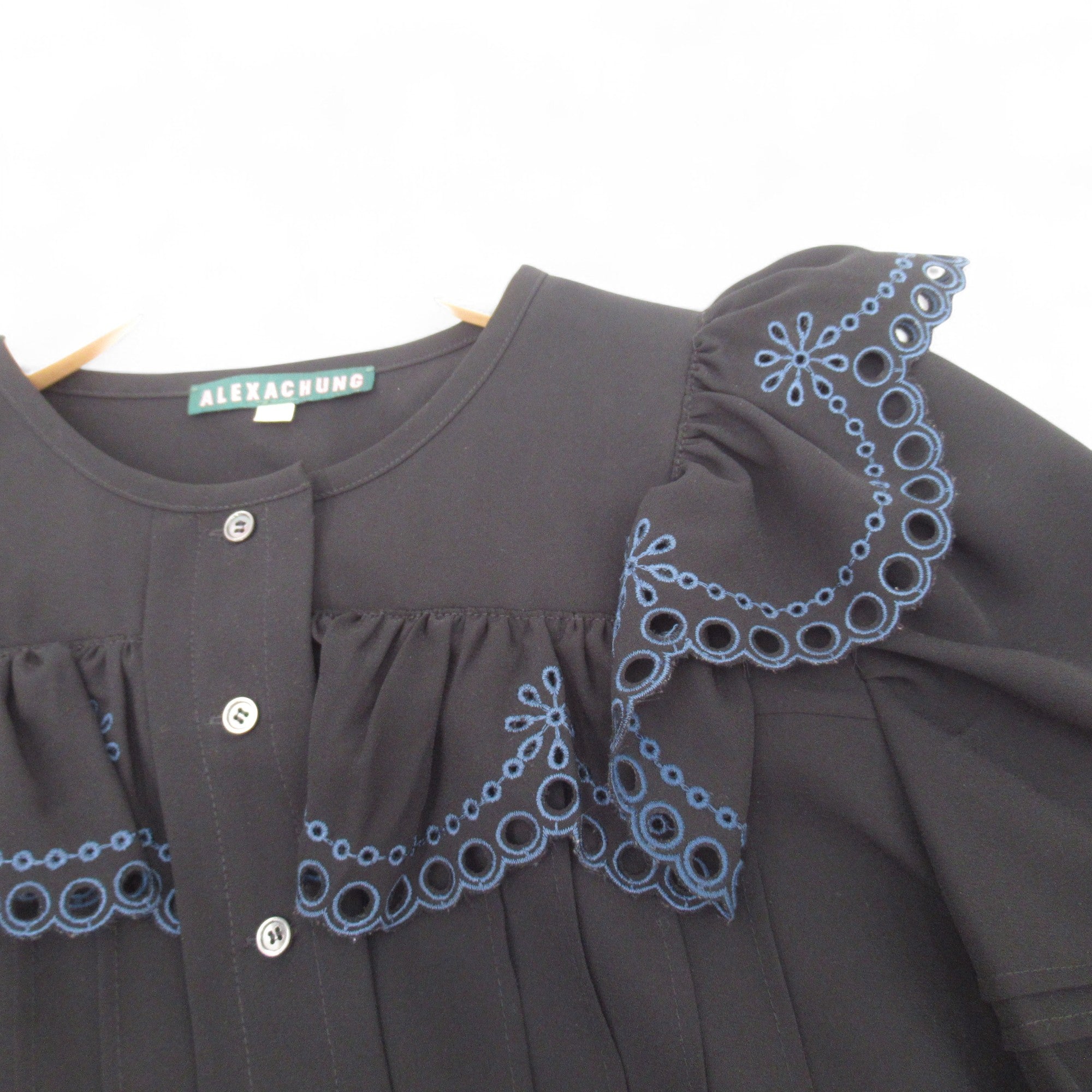neckline image for Alexa Chung Shirt Blouse UK 16 Black Womenswear | Pre-loved