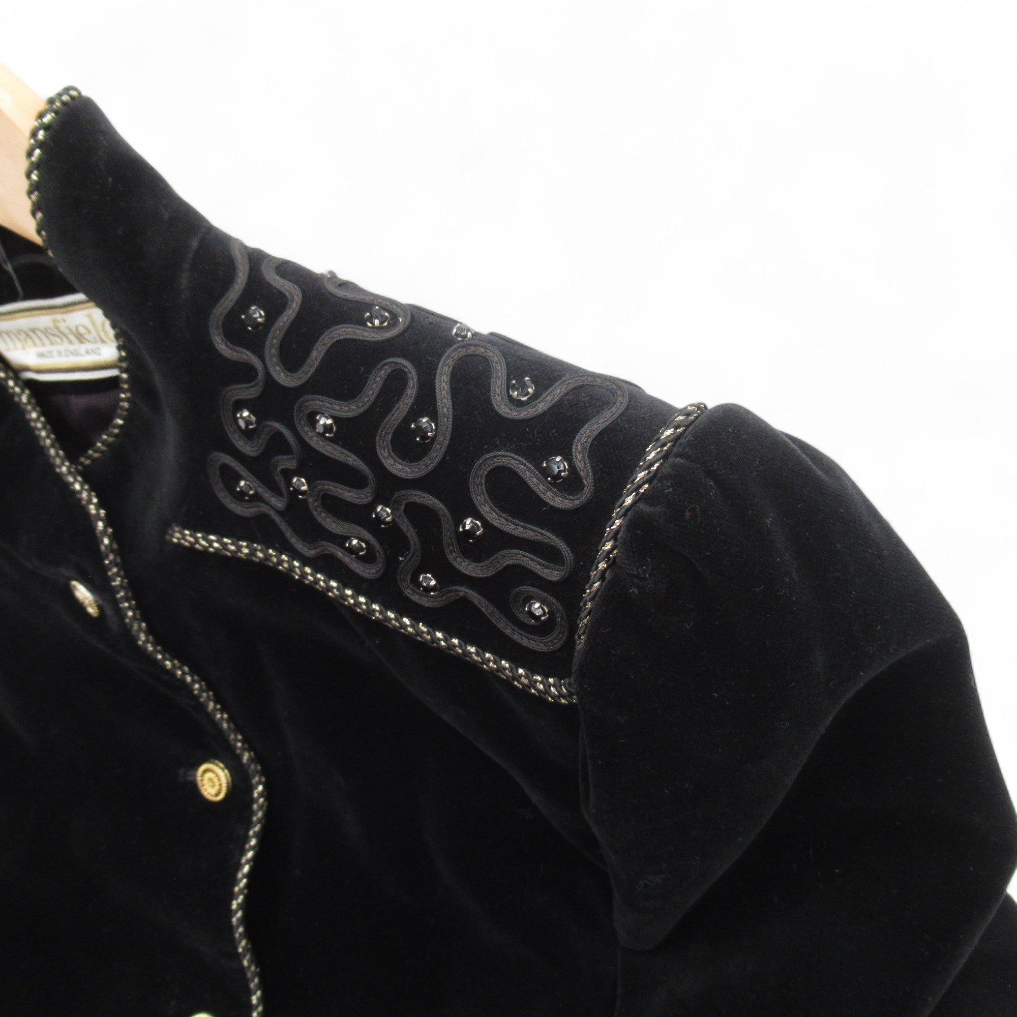 shoulder image for Mansfield Vintage Velvet Jacket Black UK 12 Womenswear | Pre-loved