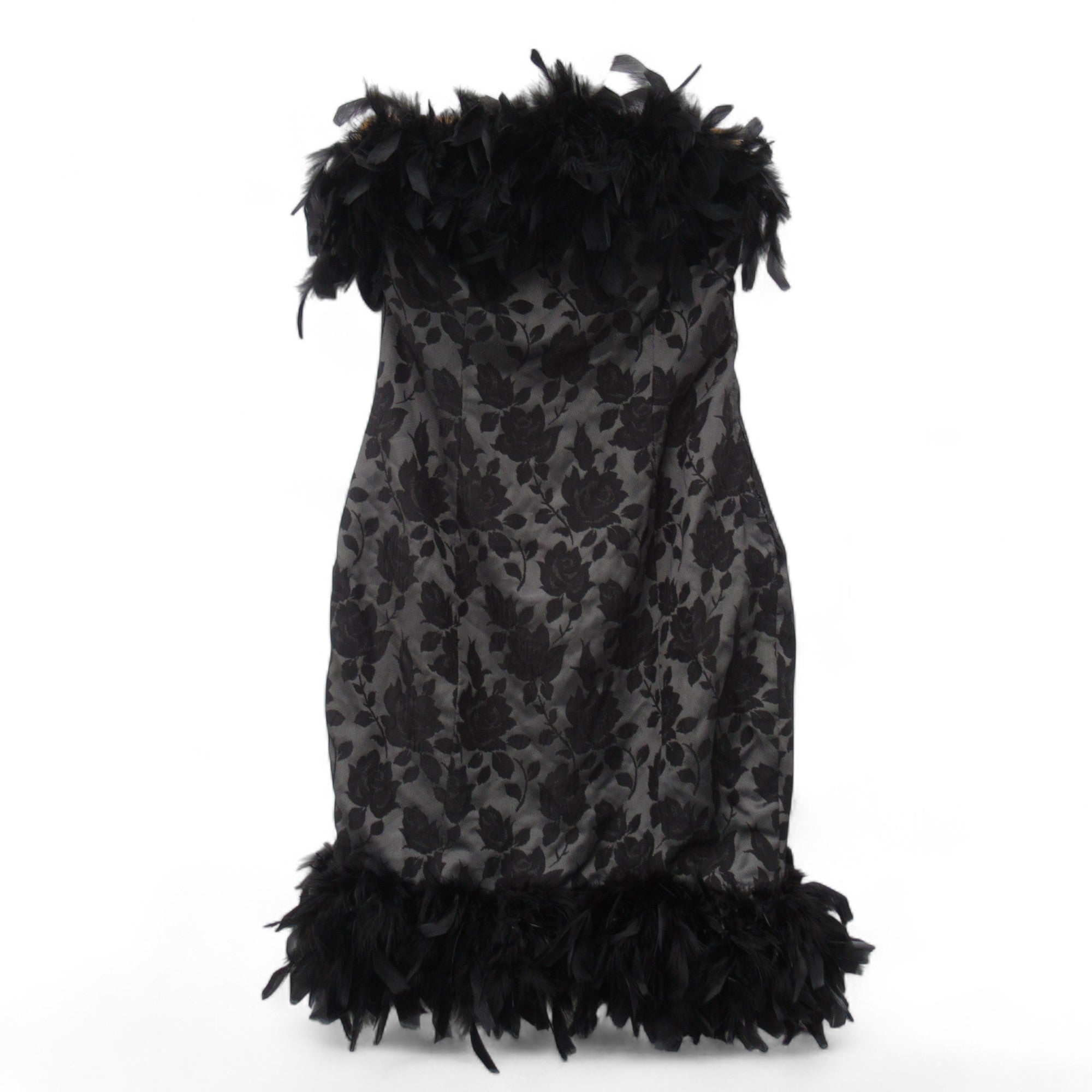 front image for Feather Trim Vintage Dress Small Black Womenswear | Pre-loved