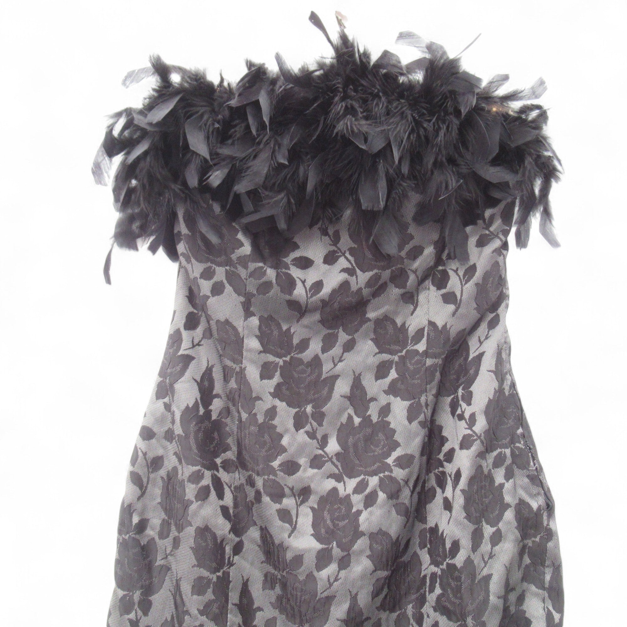 front image for Feather Trim Vintage Dress Small Black Womenswear | Pre-loved