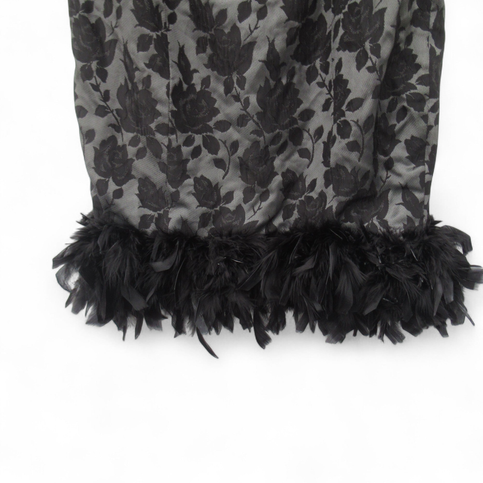 hem image for Feather Trim Vintage Dress Small Black Womenswear | Pre-loved