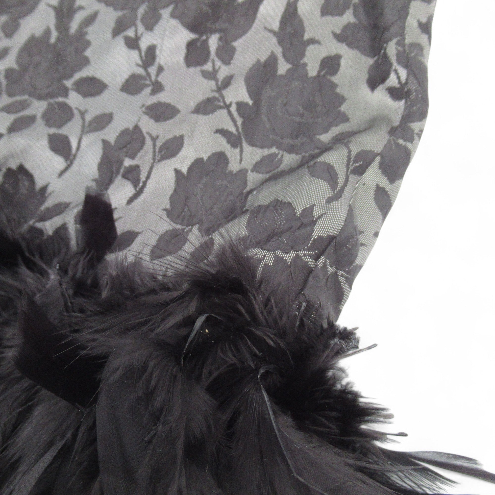 close up image for Feather Trim Vintage Dress Small Black Womenswear | Pre-loved
