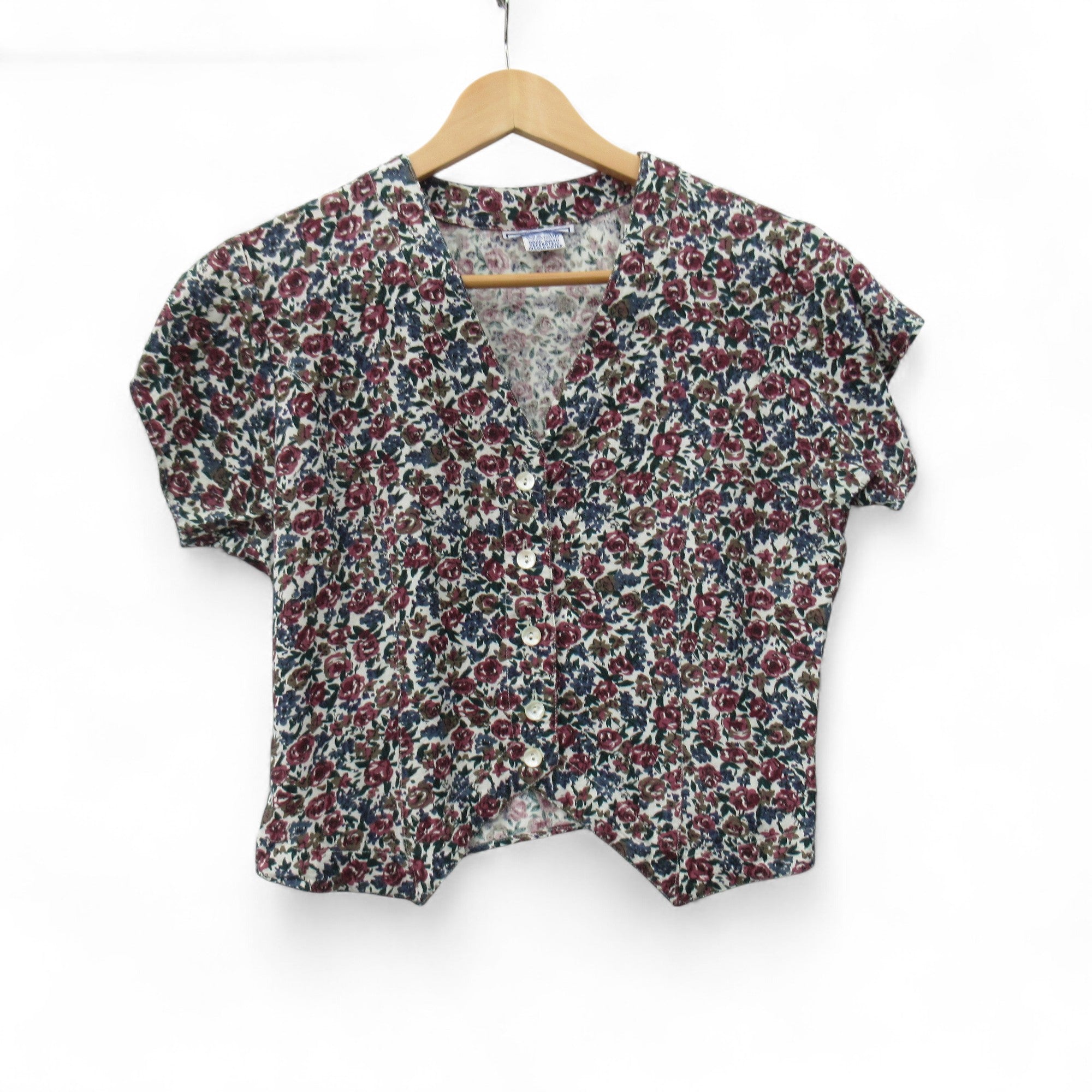 front image for Vintage Floral Blouse Shirt Medium Purple Womenswear | Pre-loved