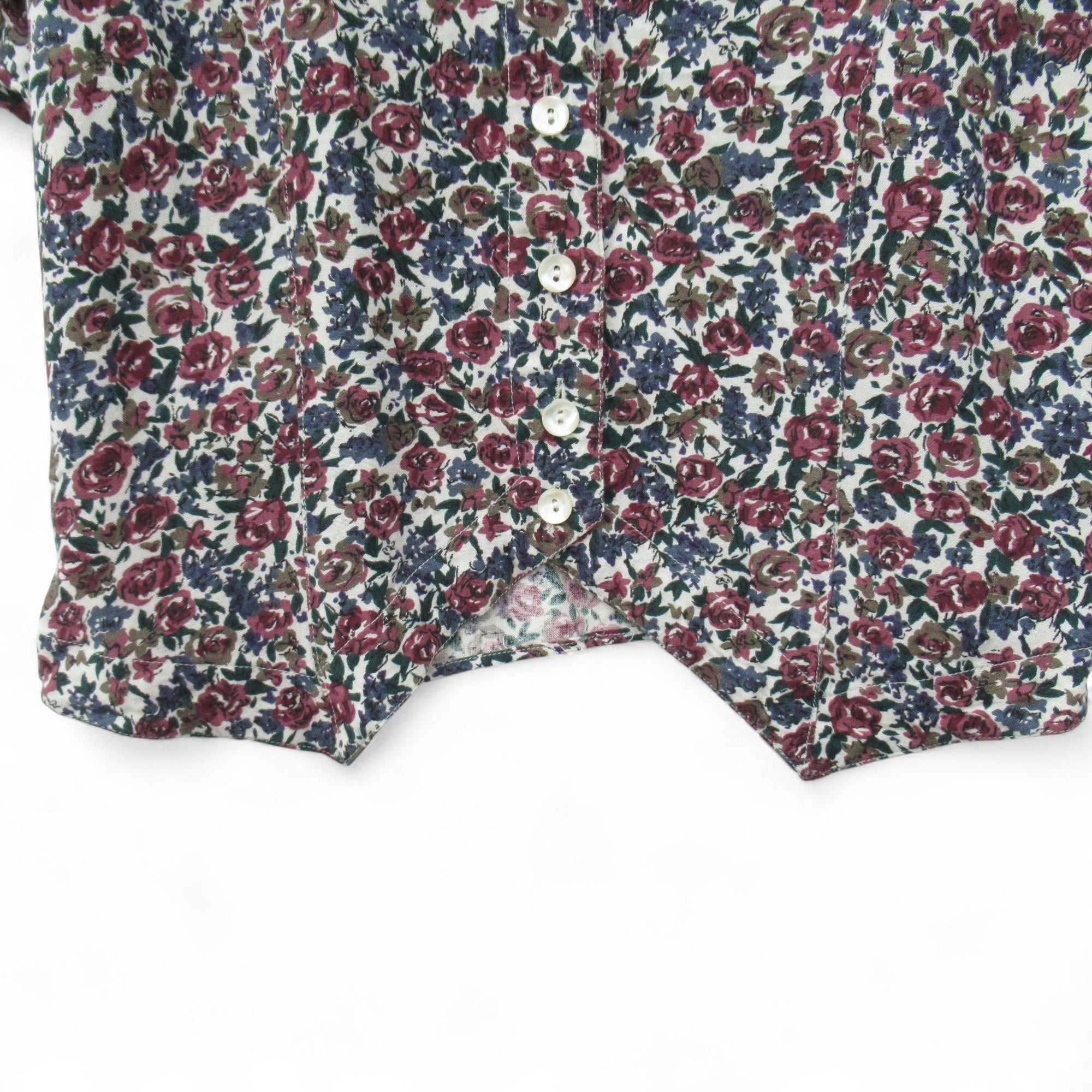 hem image for Vintage Floral Blouse Shirt Medium Purple Womenswear | Pre-loved