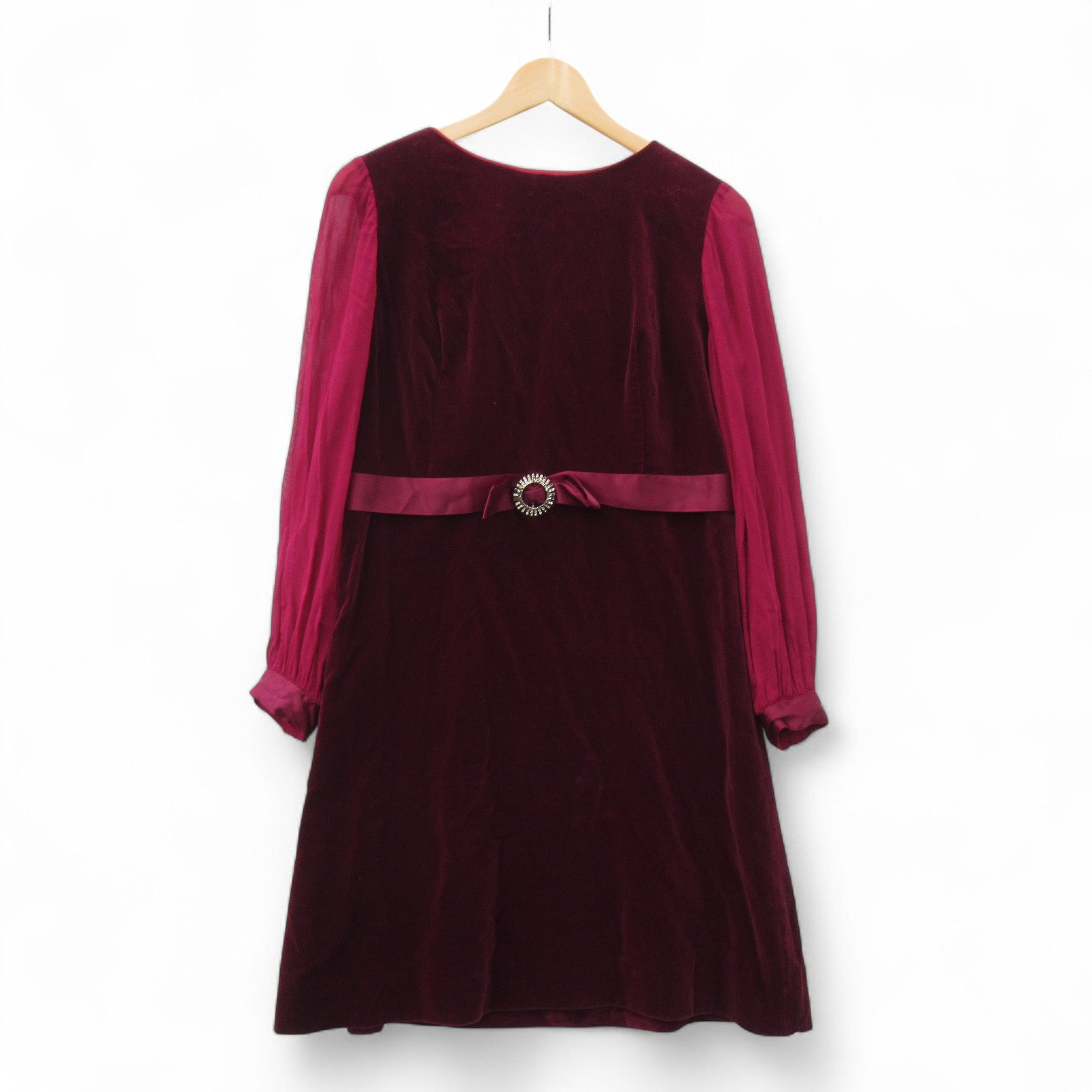 front image for Eastex Vintage Velvet Dress UK 12 Burgundy Womenswear | Pre-loved 