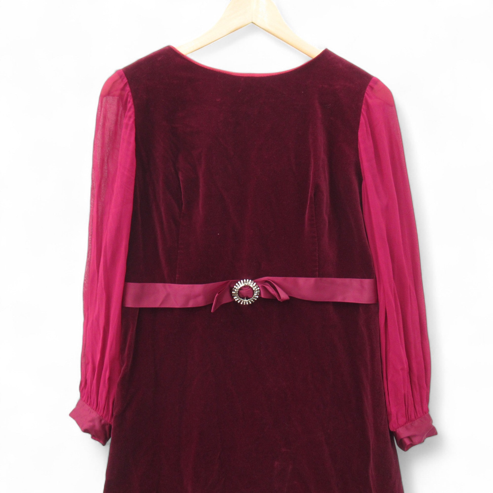front image for Eastex Vintage Velvet Dress UK 12 Burgundy Womenswear | Pre-loved 