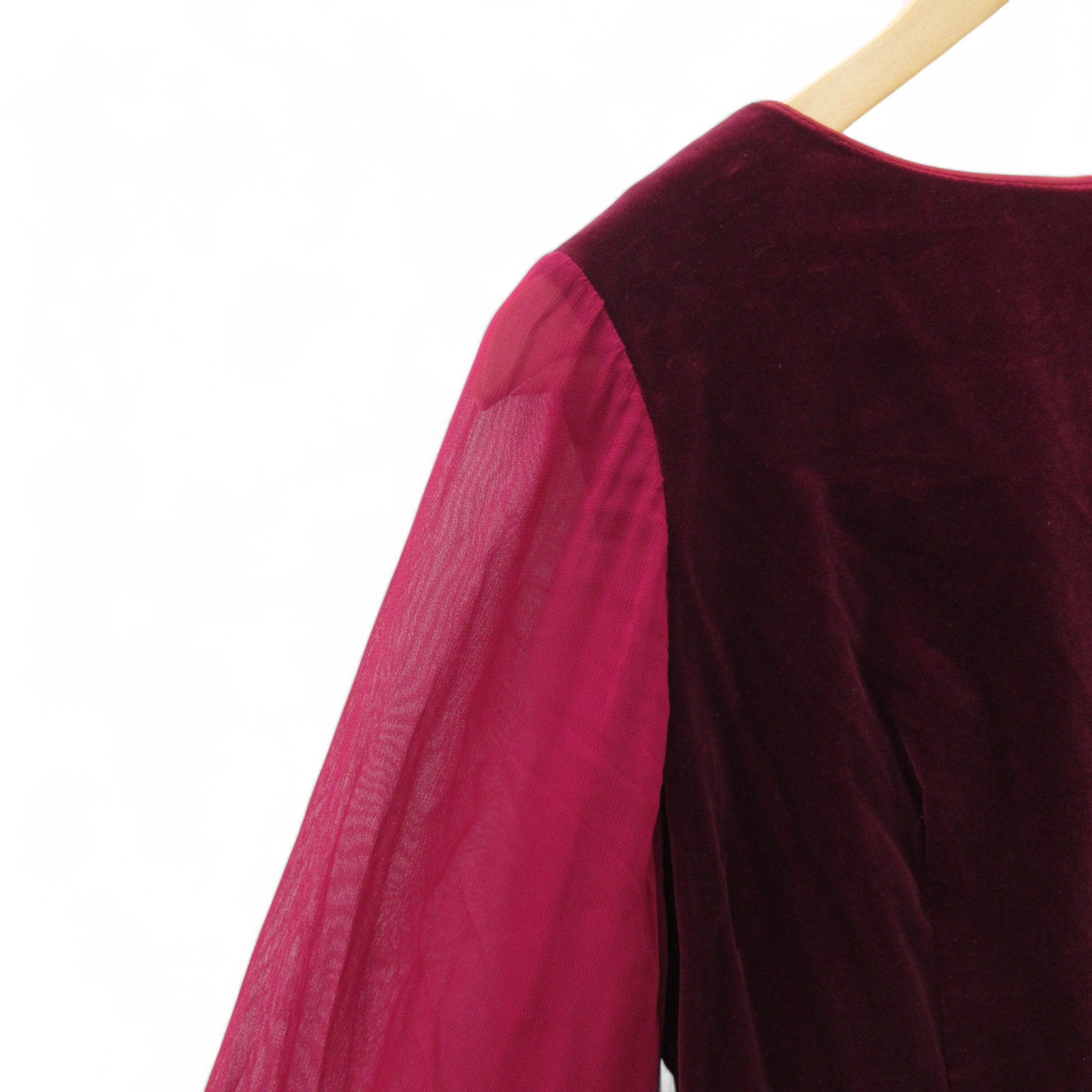 sleeve image for Eastex Vintage Velvet Dress UK 12 Burgundy Womenswear | Pre-loved 