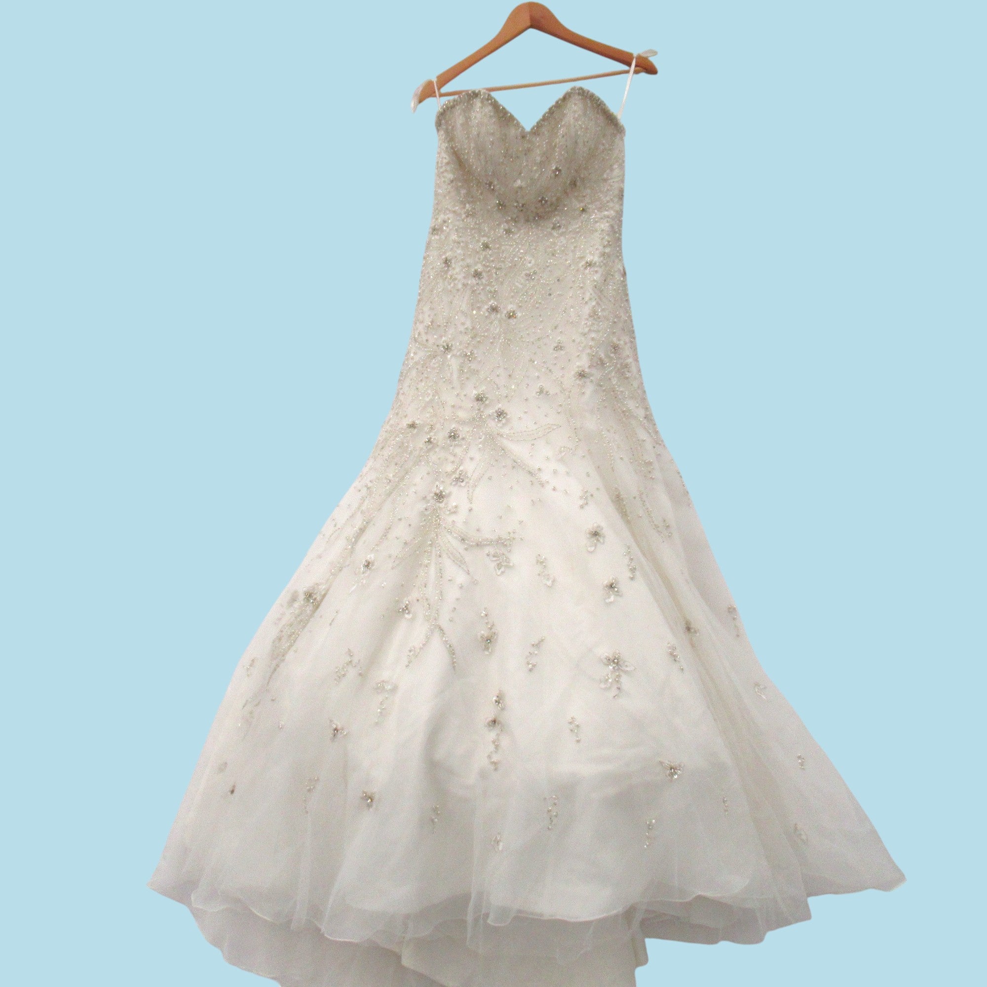 front image for Wedding Dress Ivory UK 10 Diamante Beaded Womenswear | Pre-loved