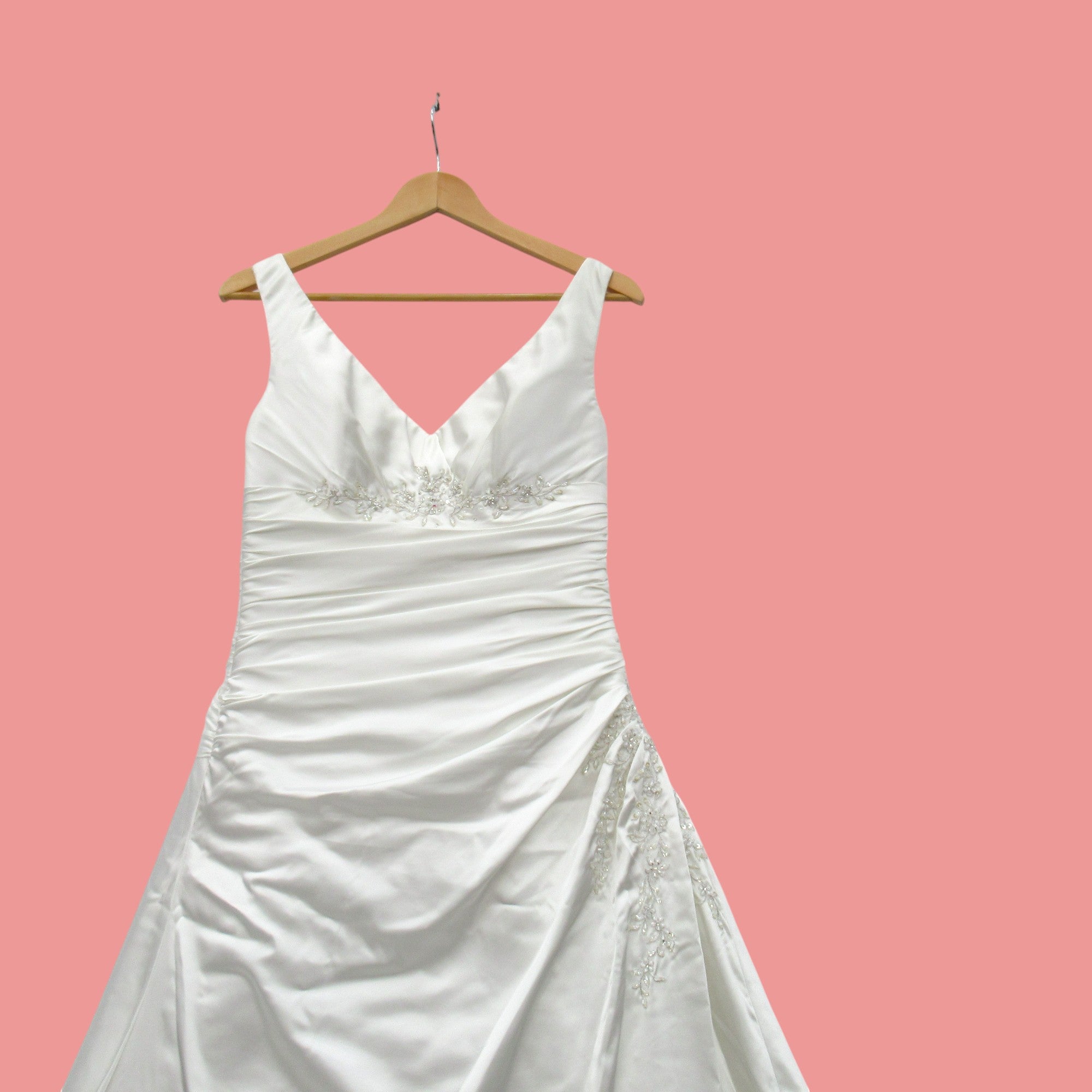 front image for Maggie Sottero Wedding Dress White Satin UK 10 Womenswear | Pre-loved