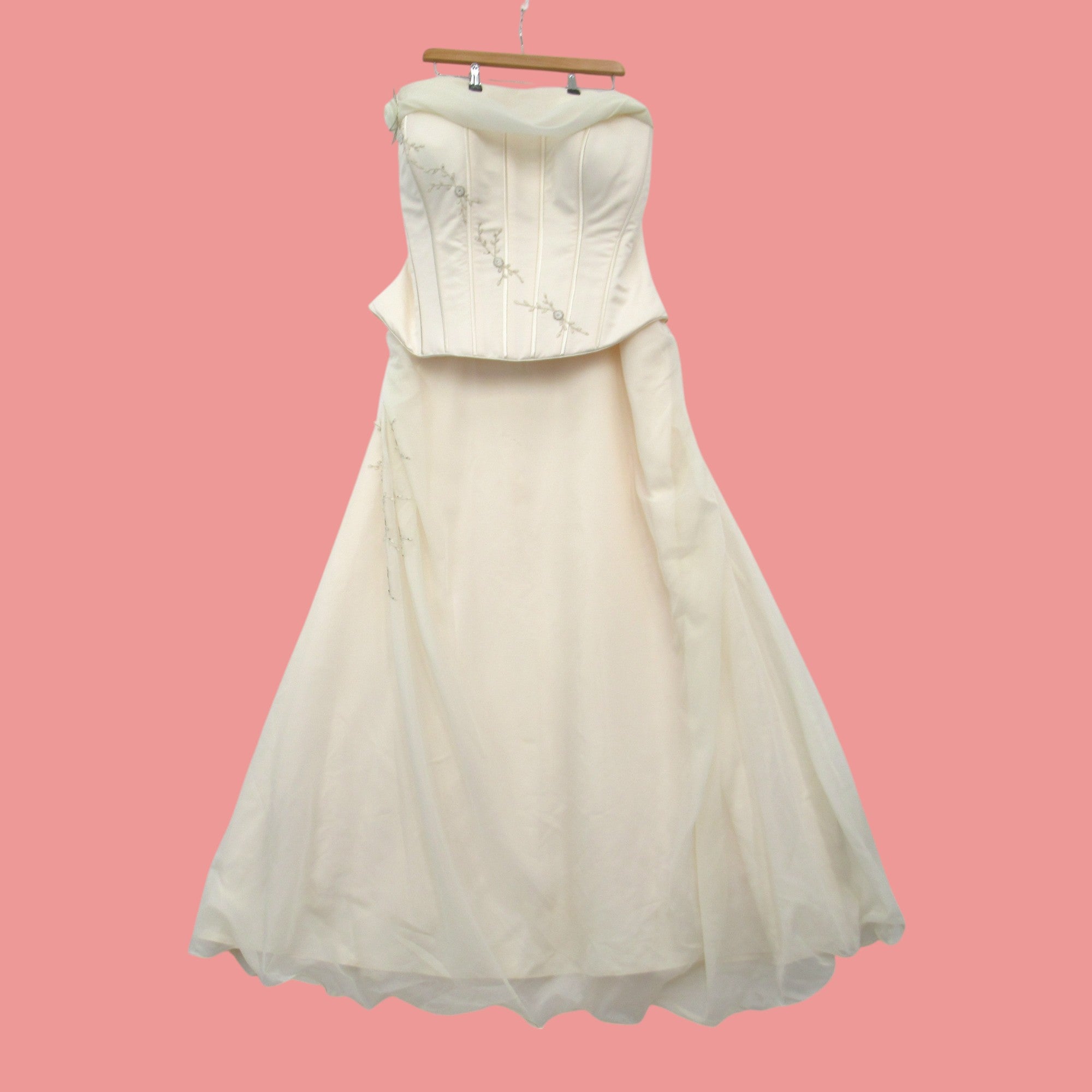 front image for Wedding Dress XL Blush Pink Ivory Top Skirt Womenswear | Preloved