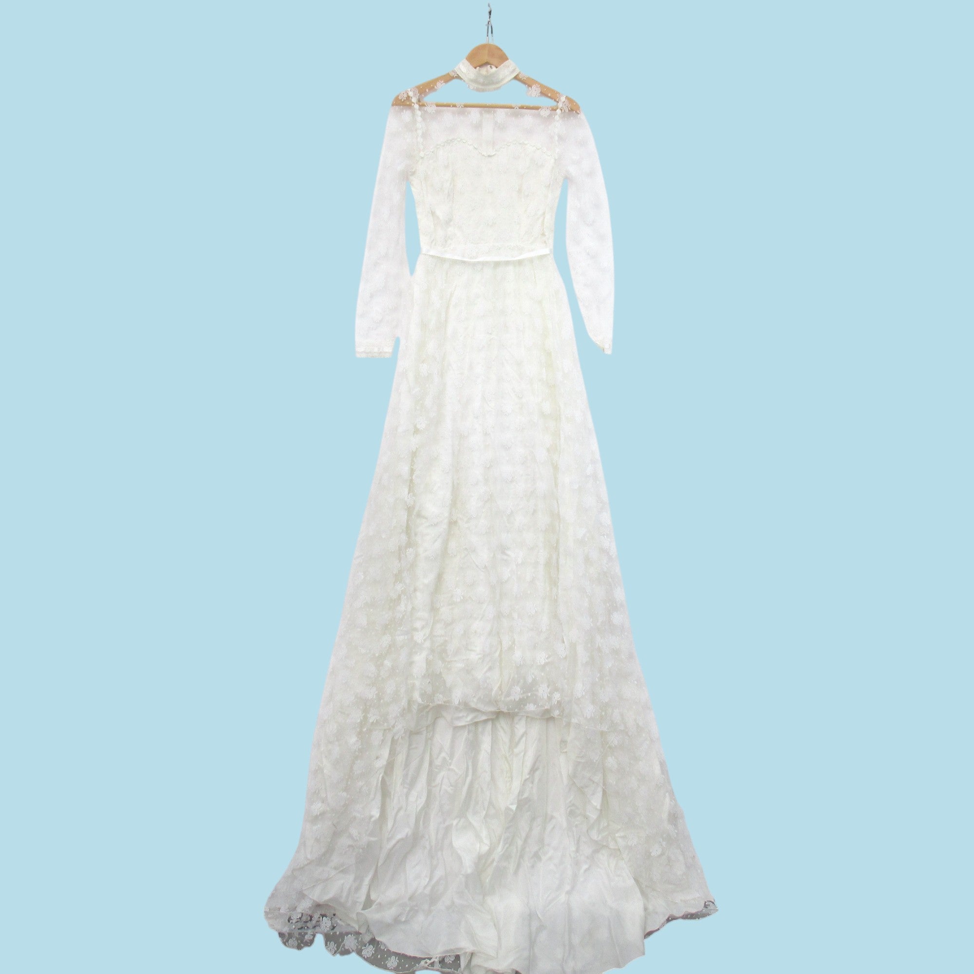 front image for Vintage 1970s Wedding Dress Ivory UK 10 Lace Womenswear | Pre-loved