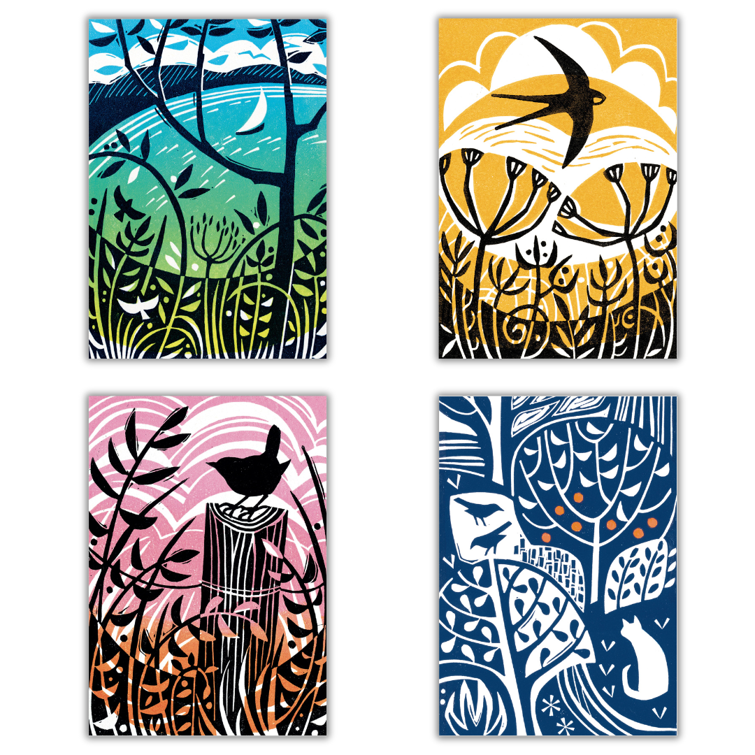 Set of 4 illustrated greeting cards | Manda Beeching