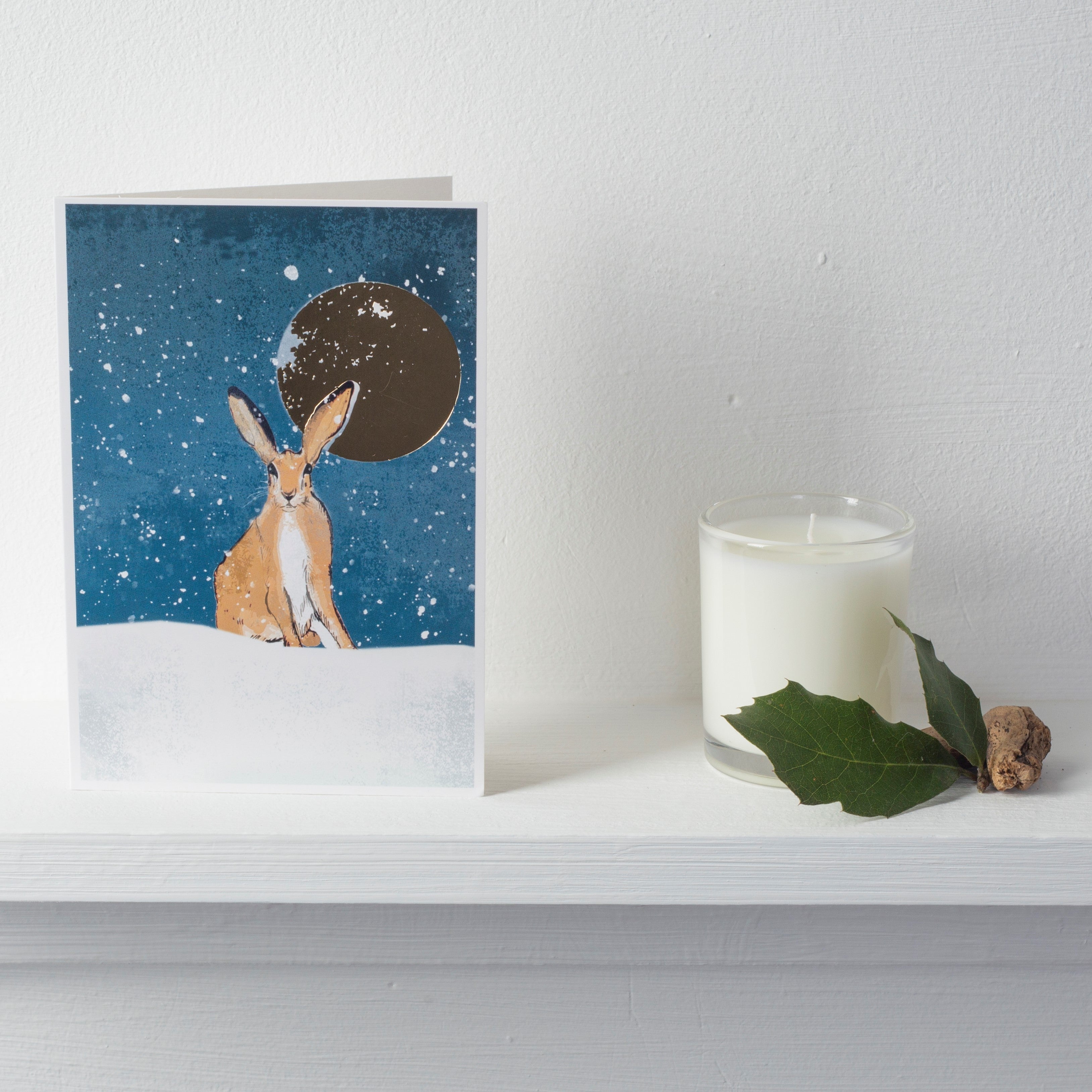 Moonlit hare - pack of 10 charity Christmas cards with envelopes