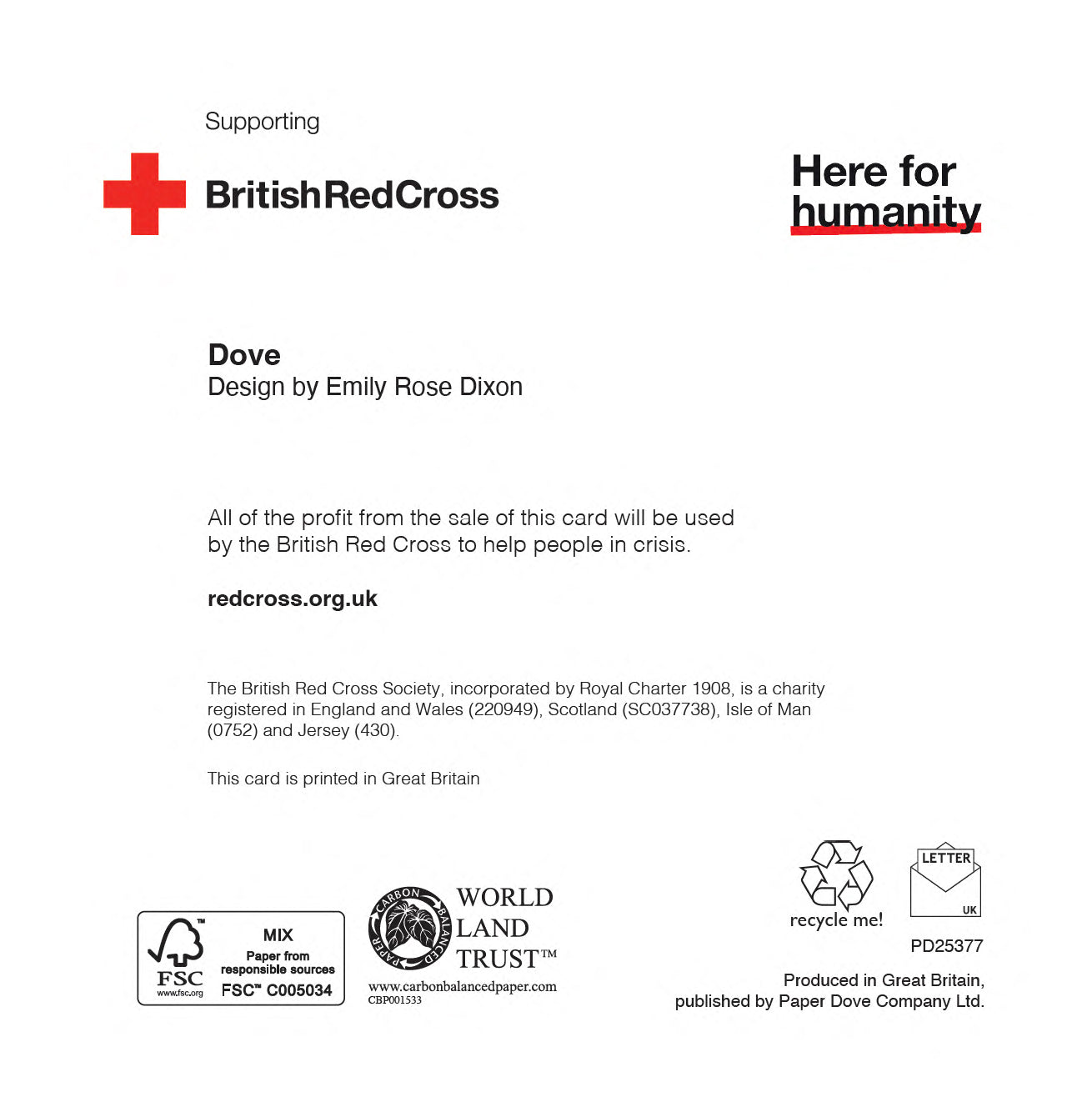 Dove | Pack of 10 charity Christmas cards with envelopes