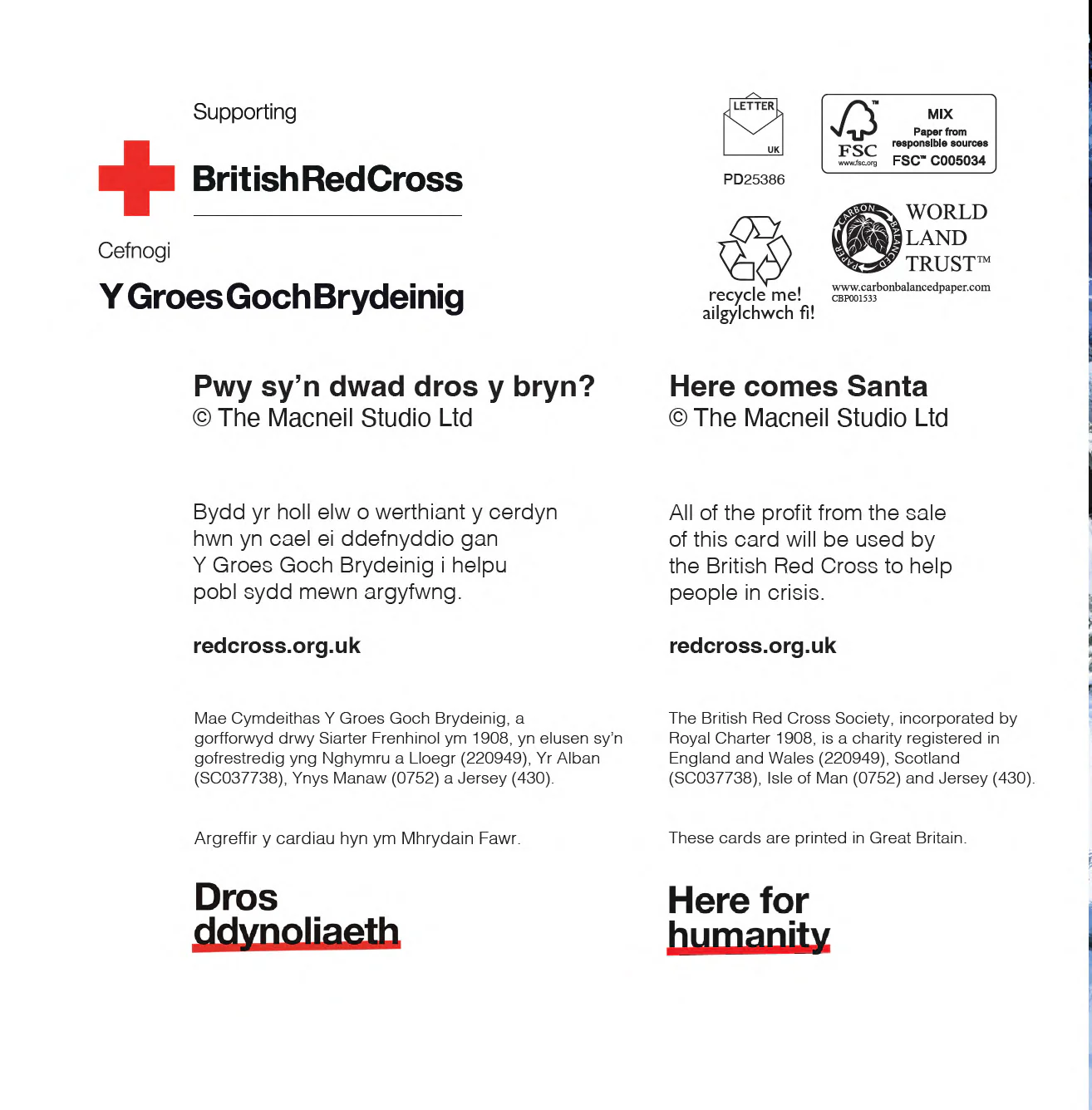 Here comes Santa | Bilingual Pack of 10 charity Christmas cards with envelopes